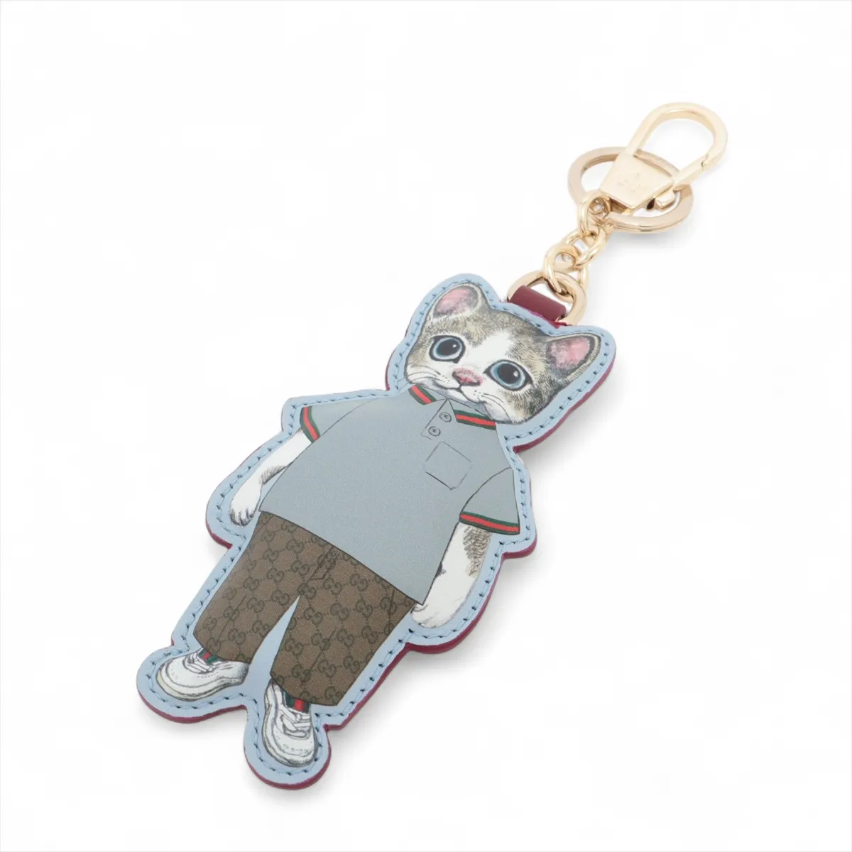x Higuchi Yuko 851742 BORIS Charm, PVC x Leather, Beige x Light Blue,
