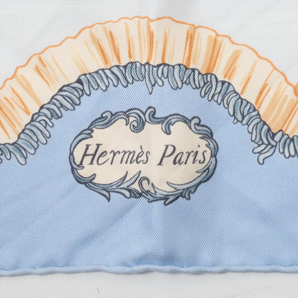 Carre 90 Traineaux et glissades (Sleds and Skates) Scarf, Silk, Blue. Shows wear, — view 6
