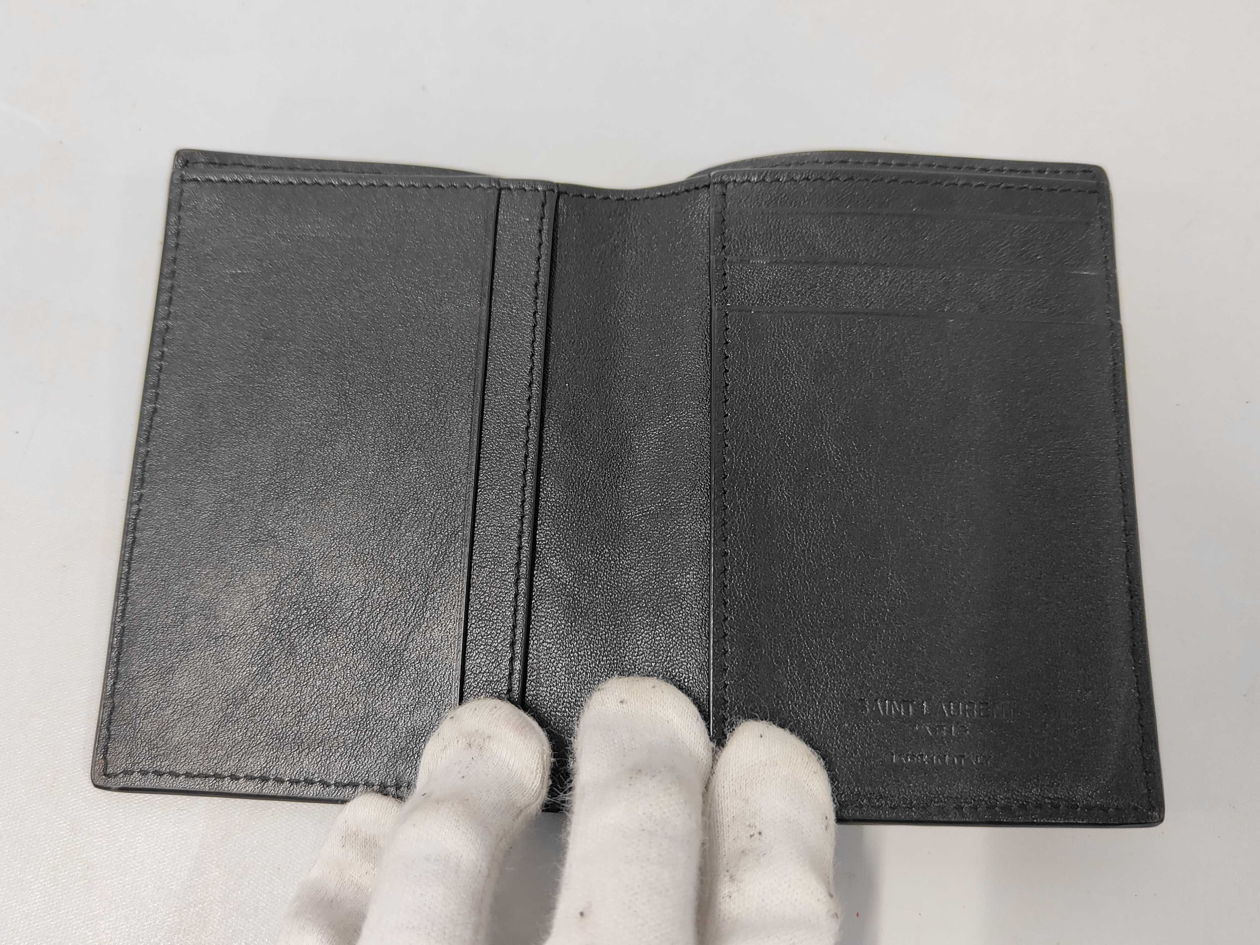 Paris YSL Logo Leather Card Case, Black. (Card case, pass case, business card holder) — view 7
