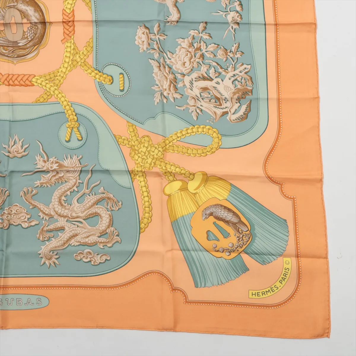 Carre 90 TSUBAS scarf, silk, orange. Has — view 4