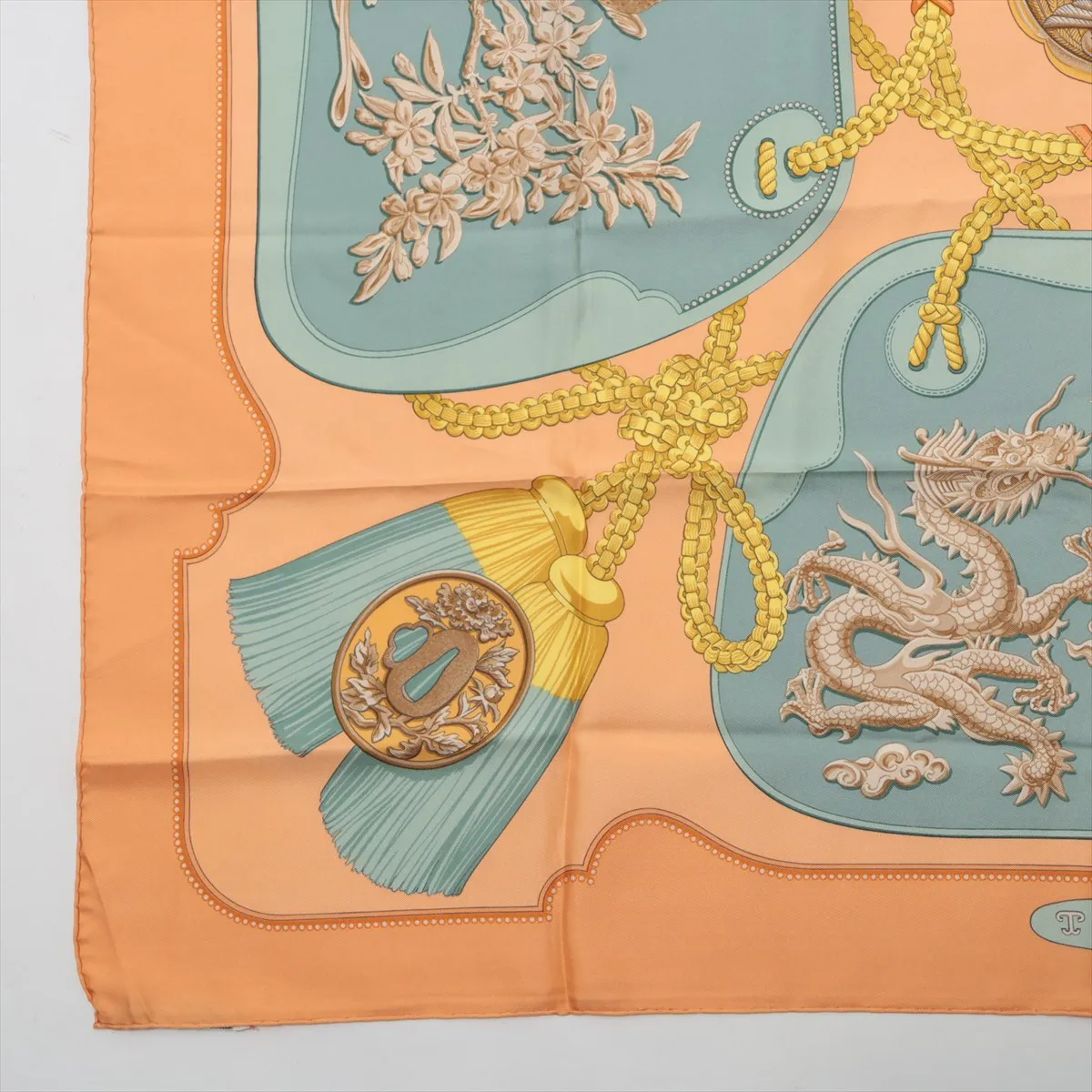 Carre 90 TSUBAS scarf, silk, orange. Has — view 5