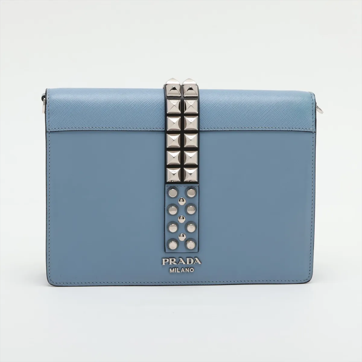 Leather x Stud Shoulder Bag, Blue — view 2