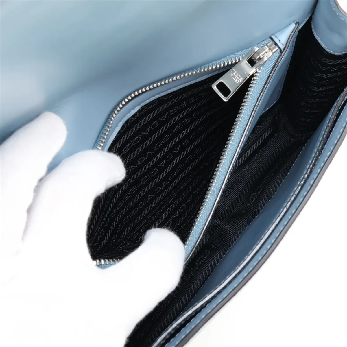 Leather x Stud Shoulder Bag, Blue — view 8