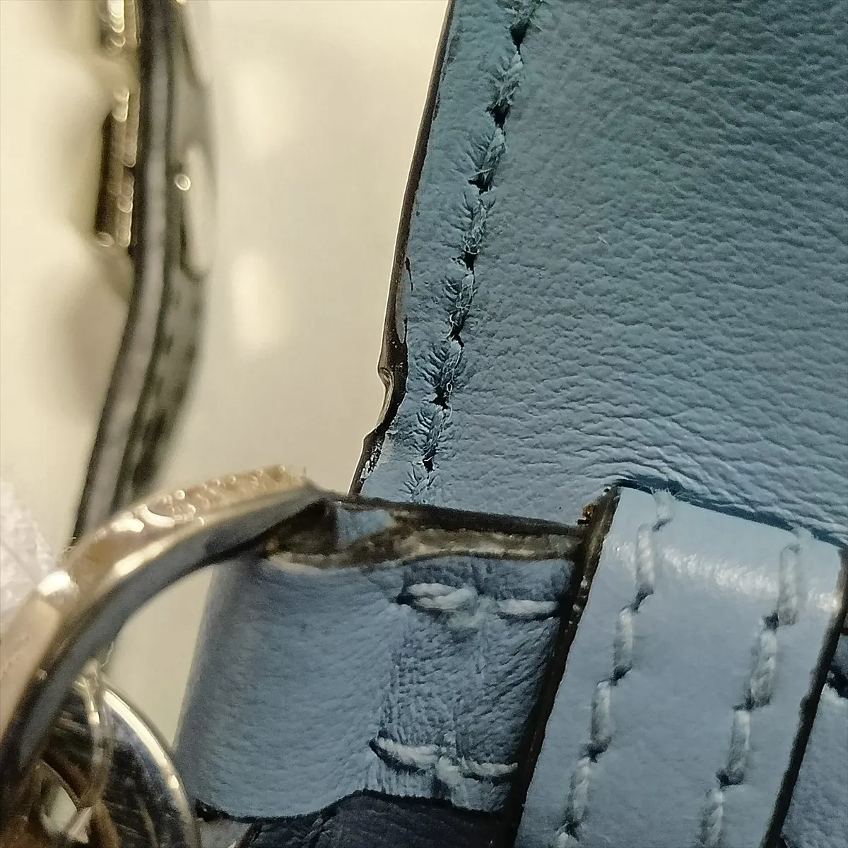 Leather x Stud Shoulder Bag, Blue — view 10