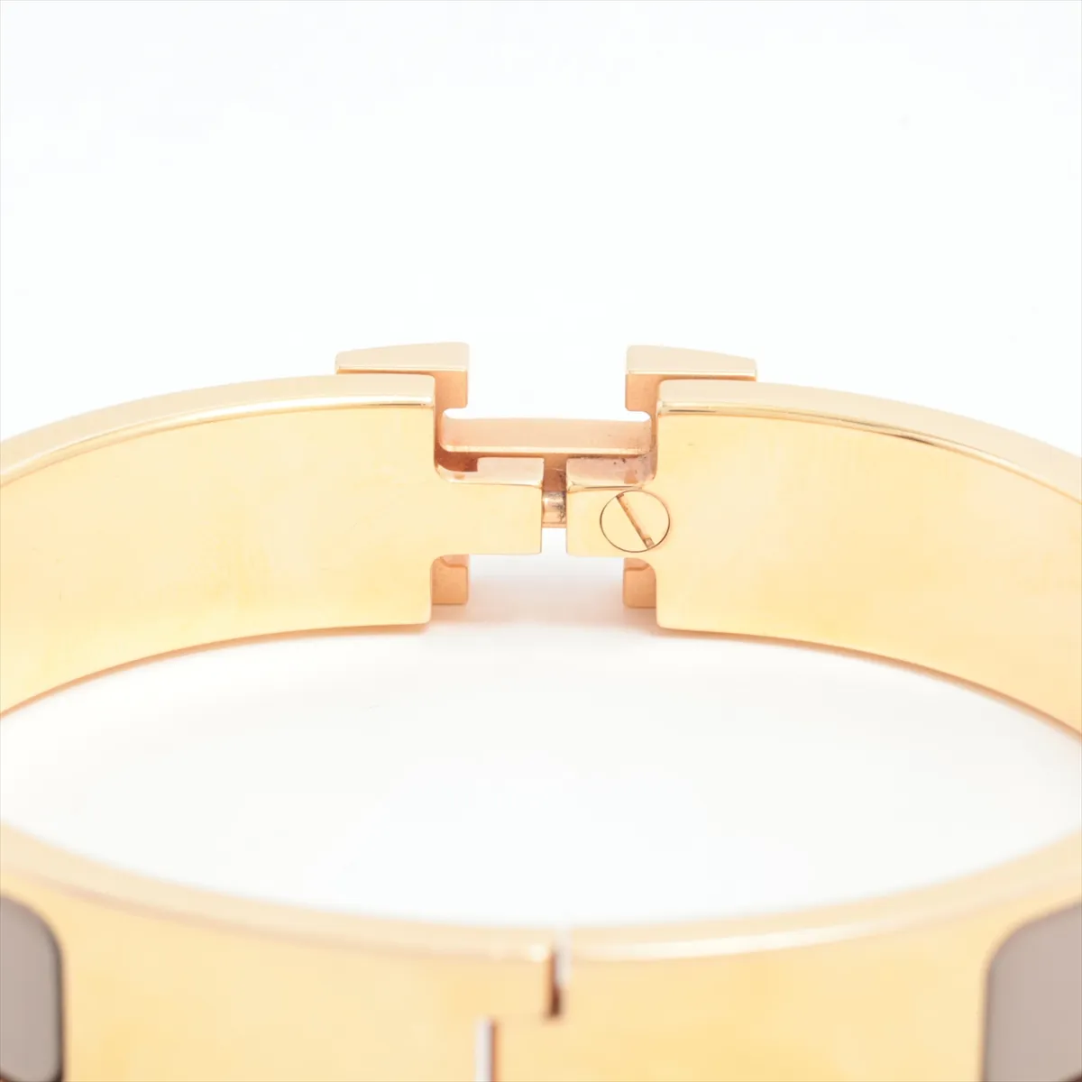 Clic Clac H Bangle Bracelet, GP x Enamel, Greige x Gold, — view 4