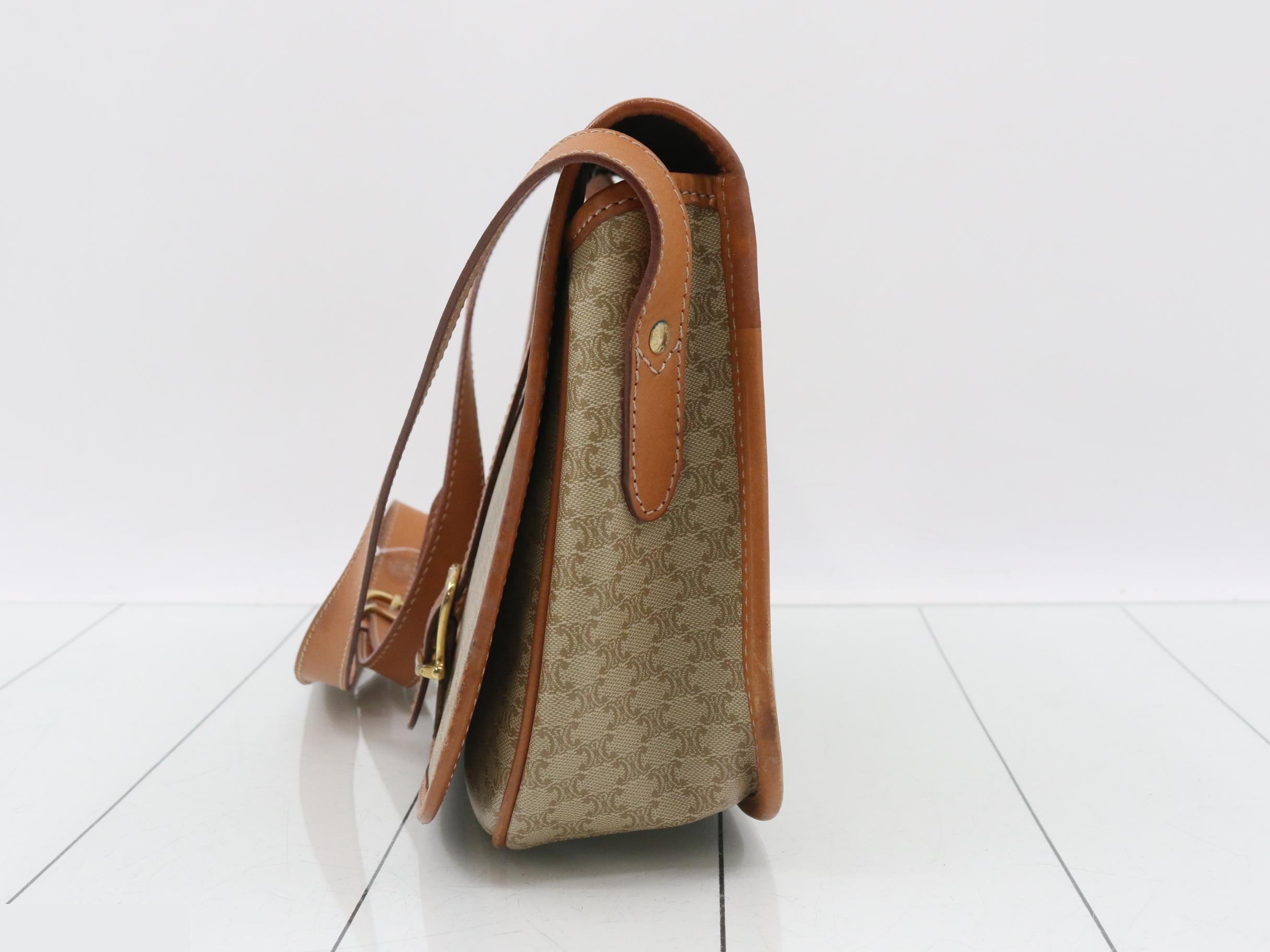 Macadam Shoulder Bag, PVC/Leather, Brown — view 3
