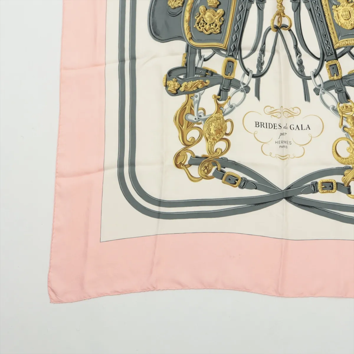 Carre 90 BRIDES de GARA scarf, silk, pink. Shows signs of wear, — view 5