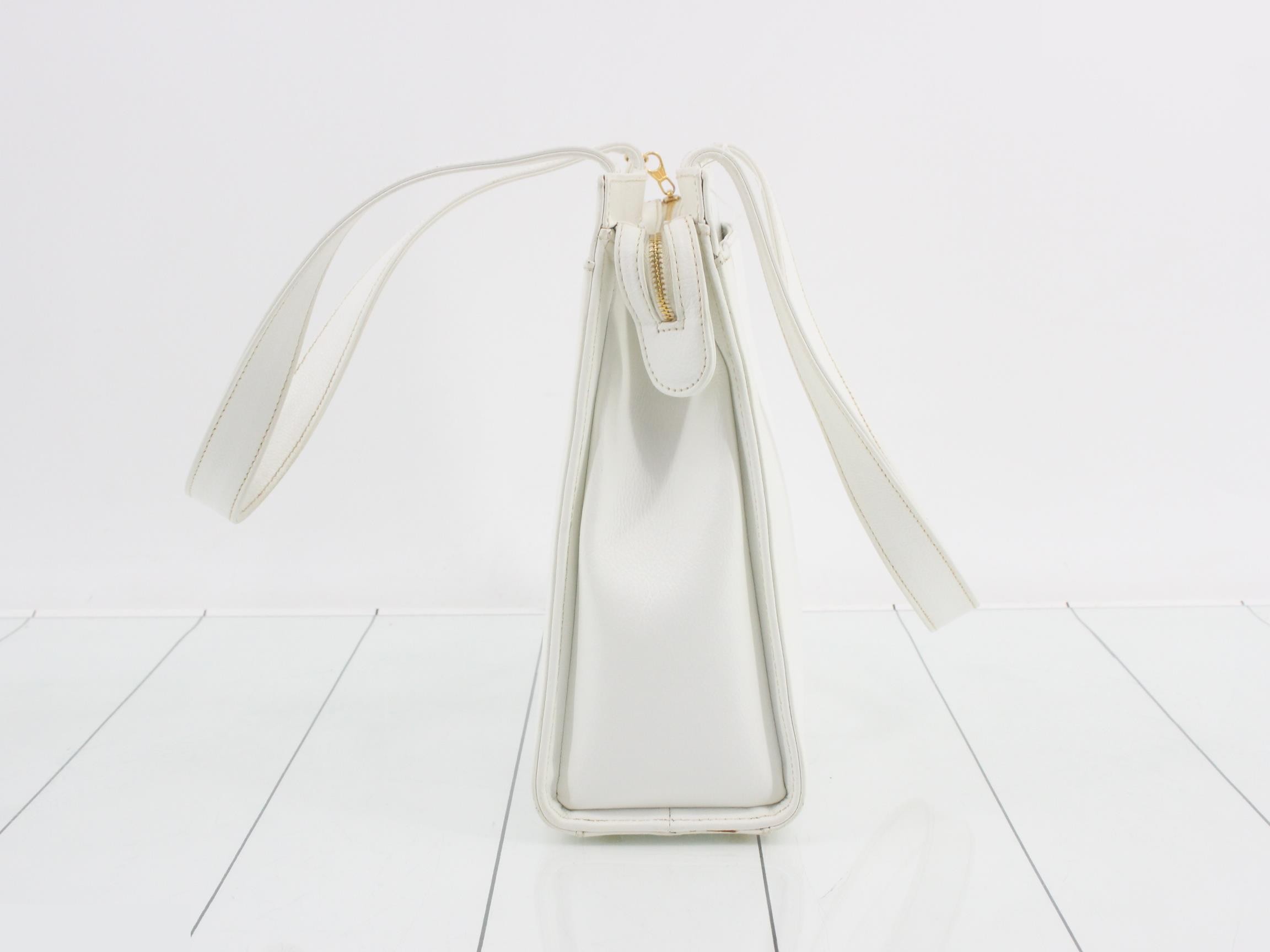 Coco Mark Turnlock Handbag, with sticker, serial number 5, 5245034, White — view 3