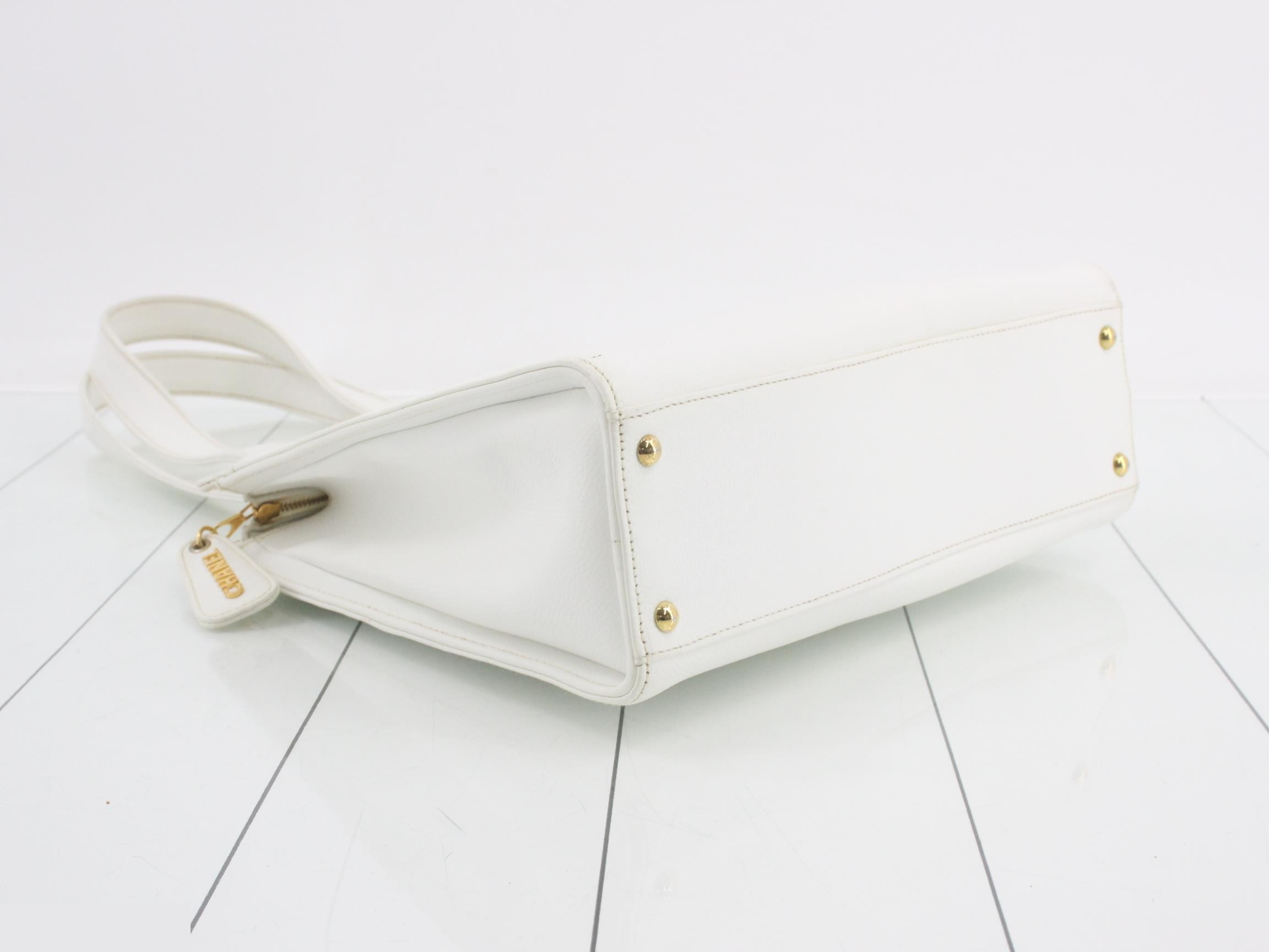 Coco Mark Turnlock Handbag, with sticker, serial number 5, 5245034, White — view 5