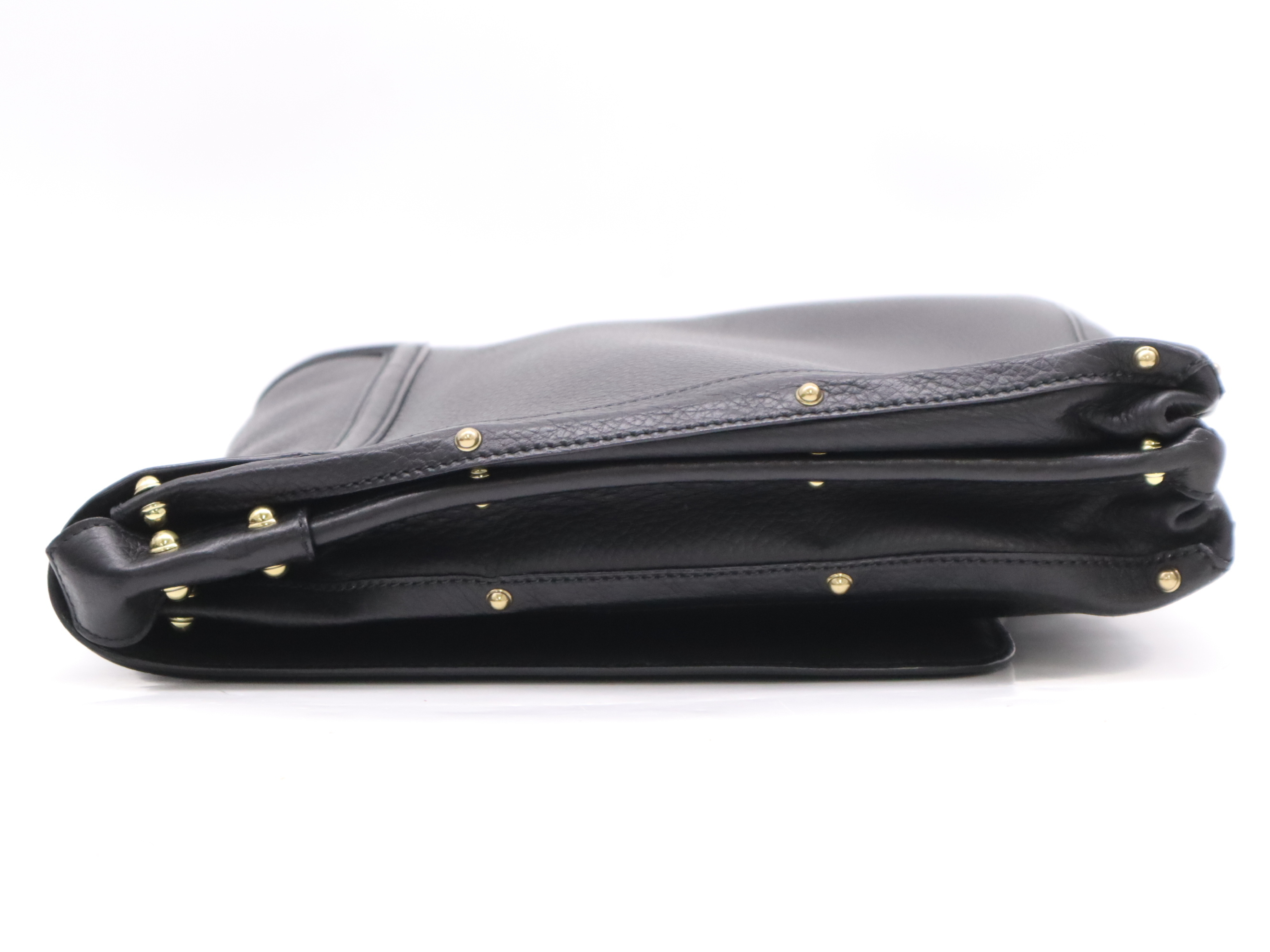 115576 Leather Interlocking G Shoulder Bag, Black with Gold Hardware, Shoulder Strap and Dust Bag Included — view 3