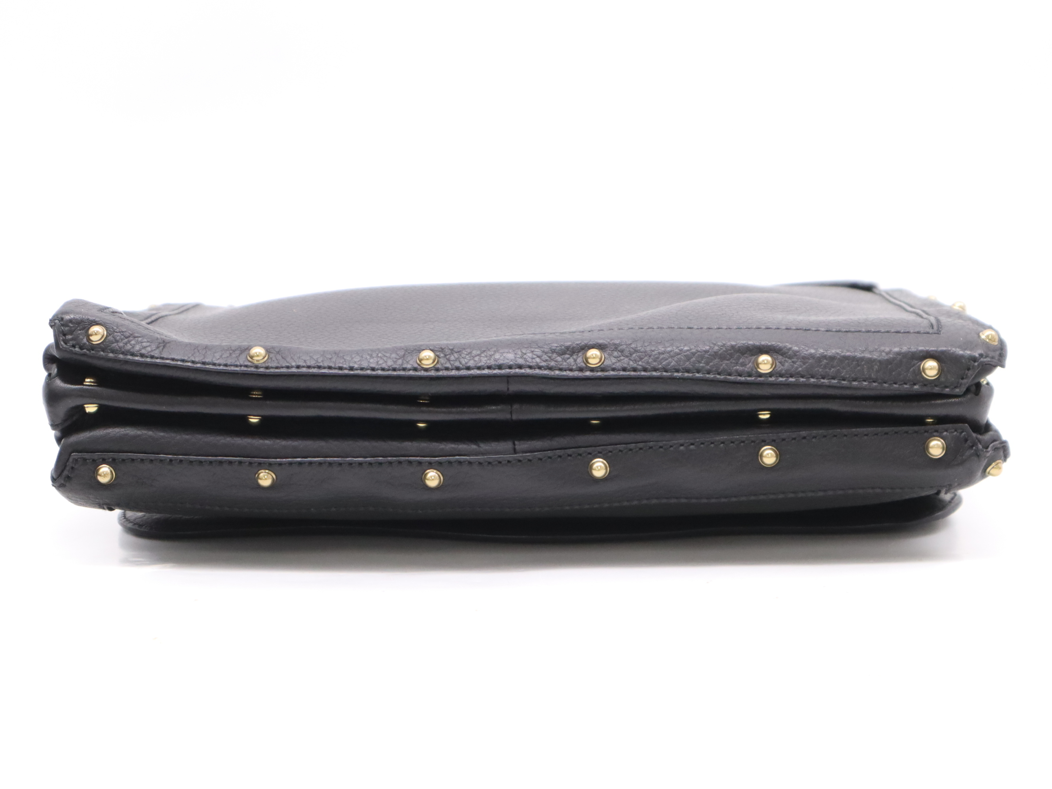 115576 Leather Interlocking G Shoulder Bag, Black with Gold Hardware, Shoulder Strap and Dust Bag Included — view 4