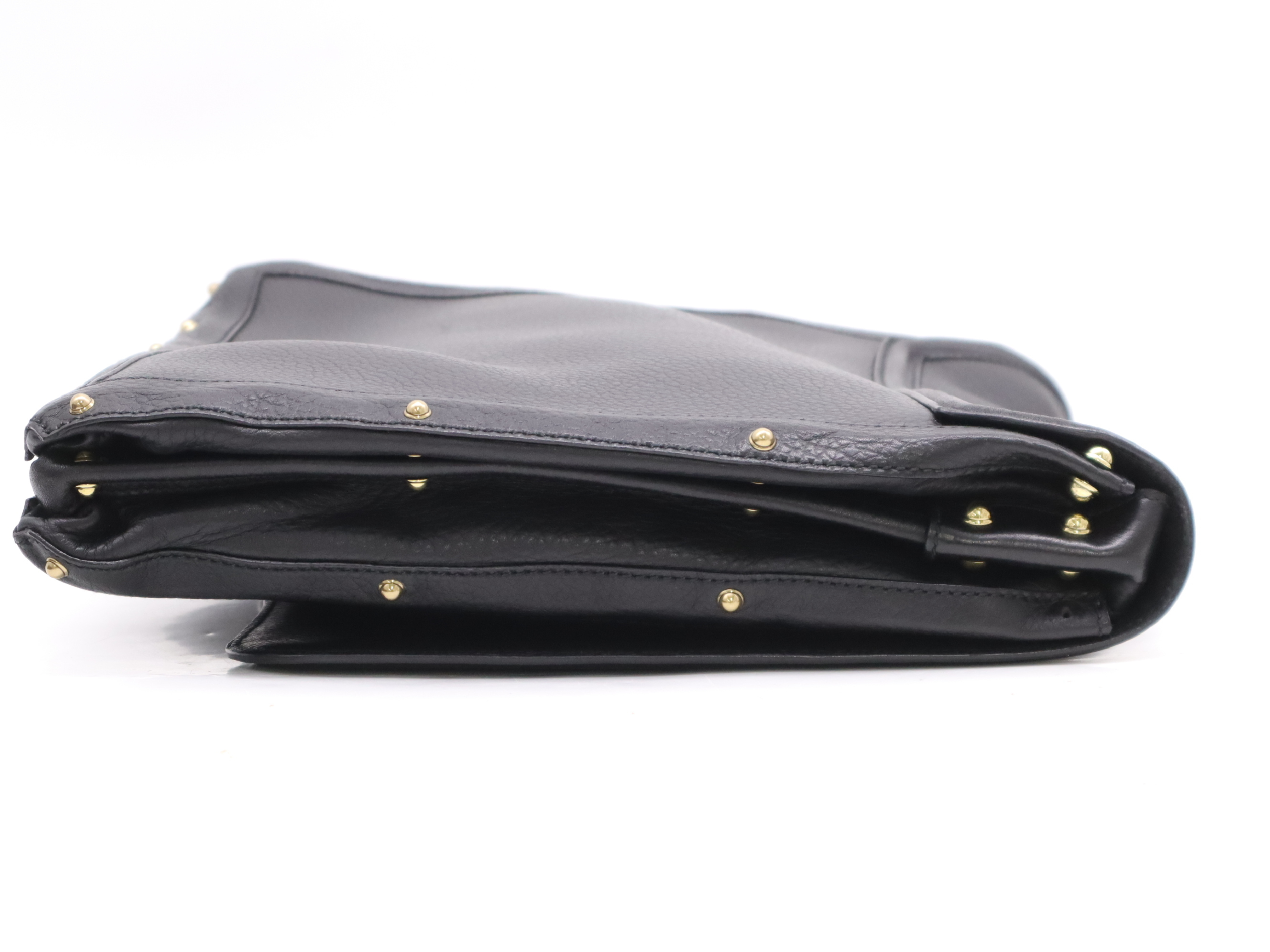 115576 Leather Interlocking G Shoulder Bag, Black with Gold Hardware, Shoulder Strap and Dust Bag Included — view 5