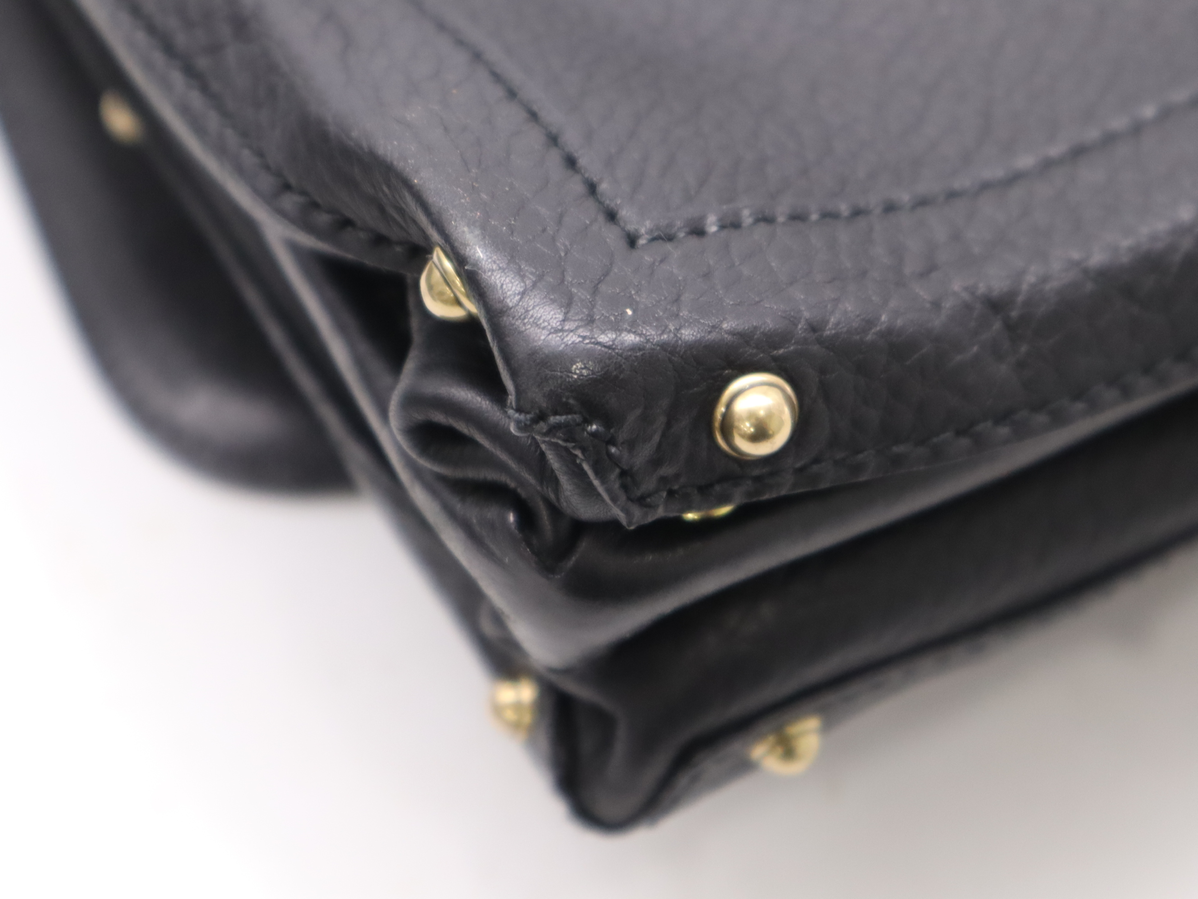 115576 Leather Interlocking G Shoulder Bag, Black with Gold Hardware, Shoulder Strap and Dust Bag Included — view 8