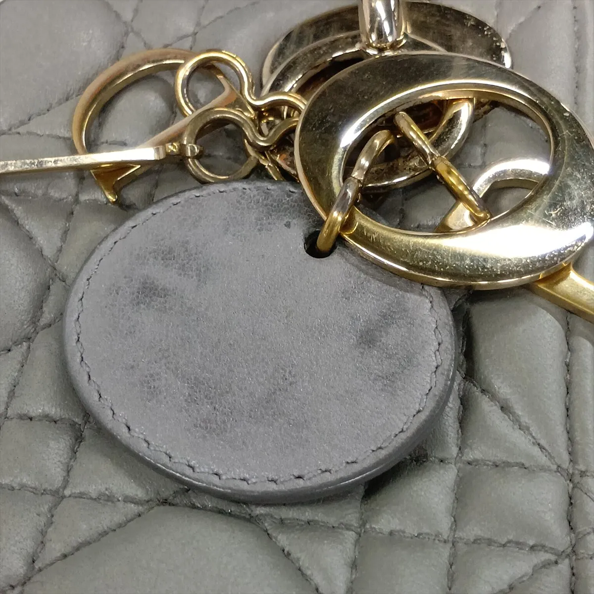 Cannage Lady Dior Mini Leather 2-Way Handbag, Gray — view 11