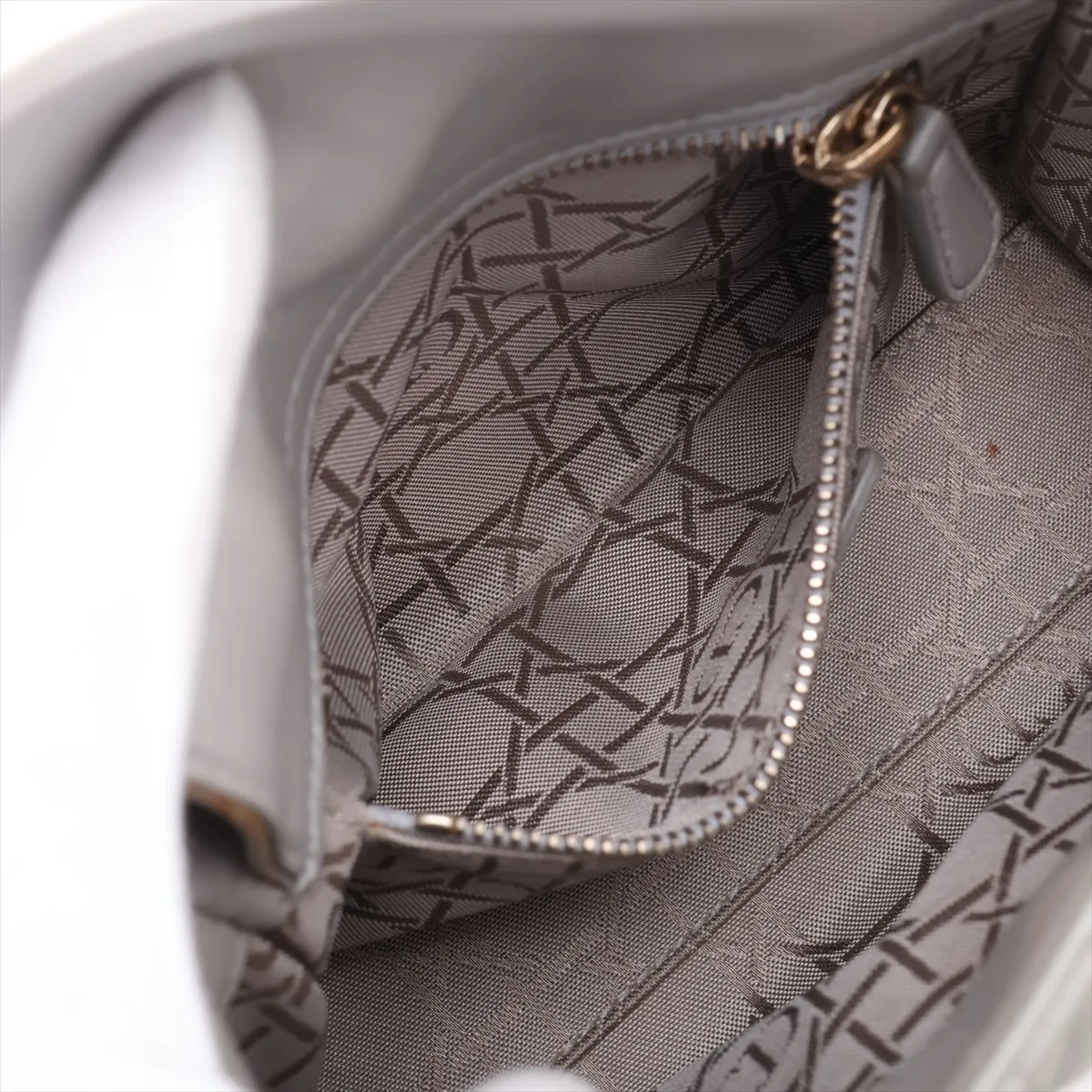 Cannage Lady Dior Mini Leather 2-Way Handbag, Gray — view 9