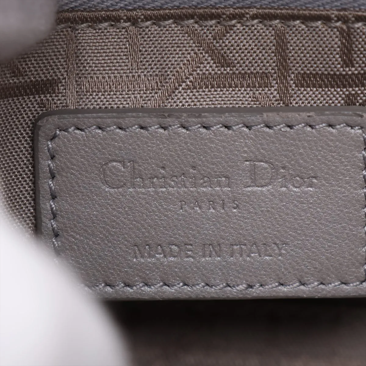 Cannage Lady Dior Mini Leather 2-Way Handbag, Gray — view 10