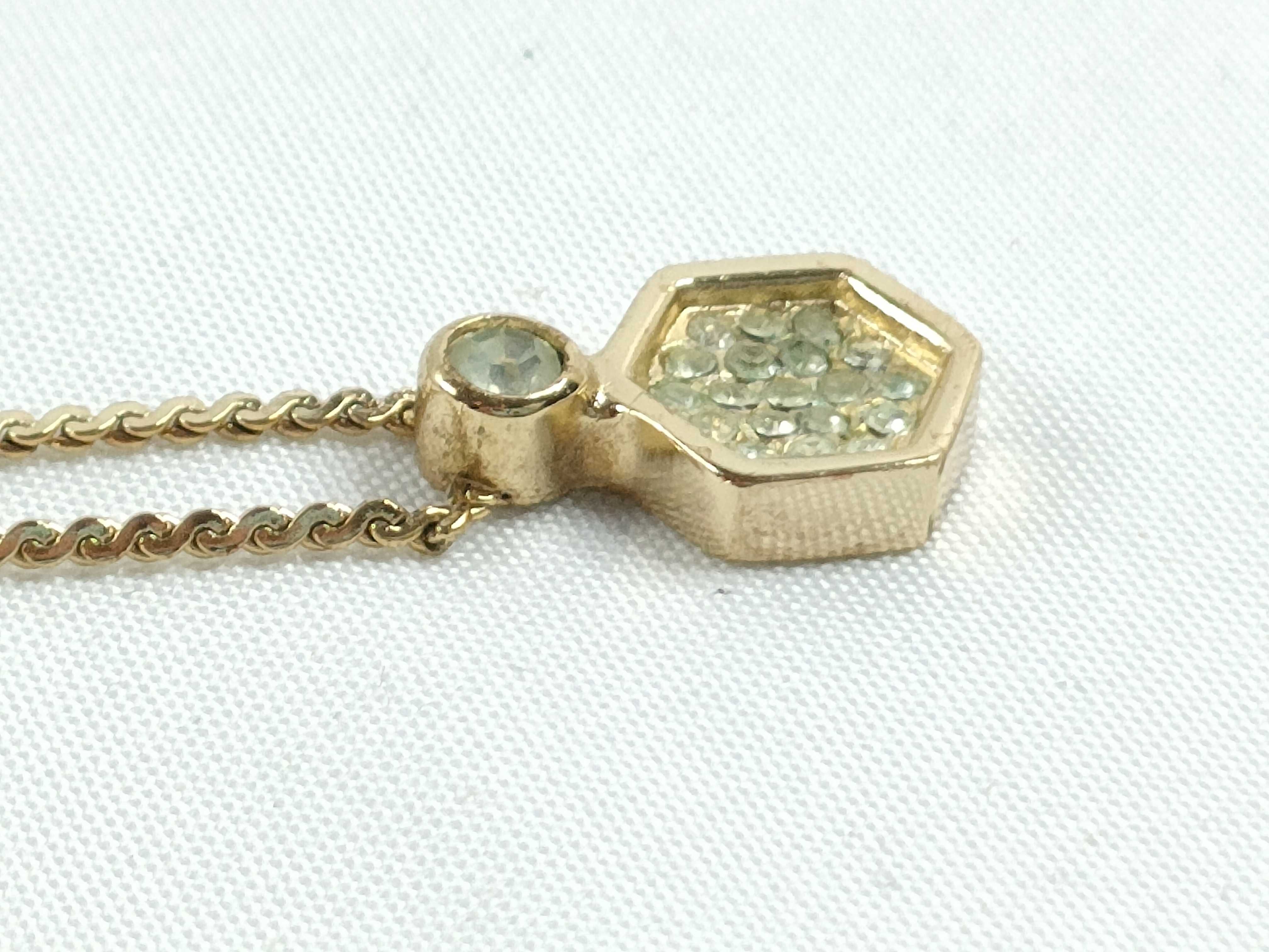 Christian necklace, rhinestone gold necklace — view 4