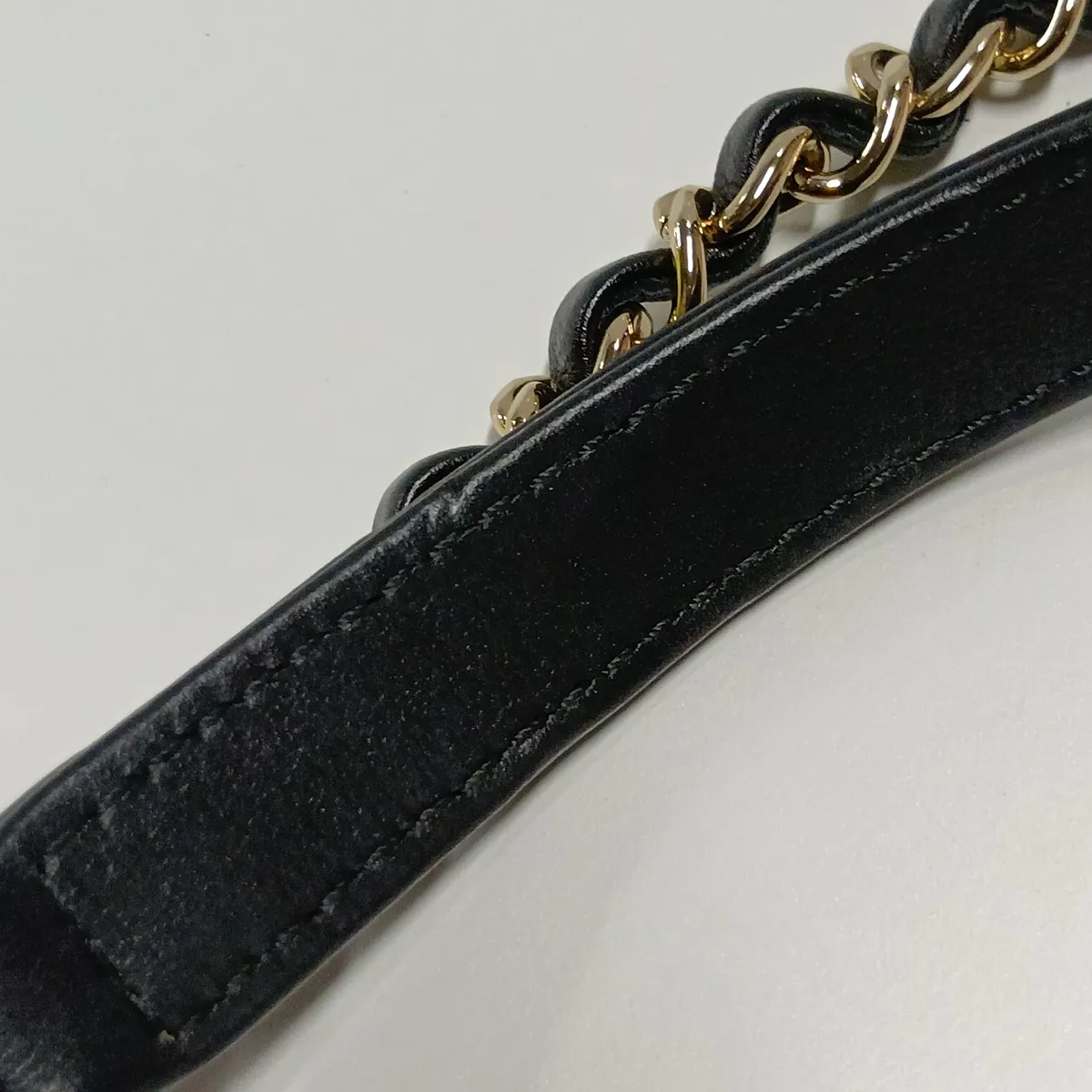 Coco Mark Tweed x Lambskin Single Flap Double Chain Bag Charm Pink x Black Gold Hardware KX2N35L8 Random Plate — view 9