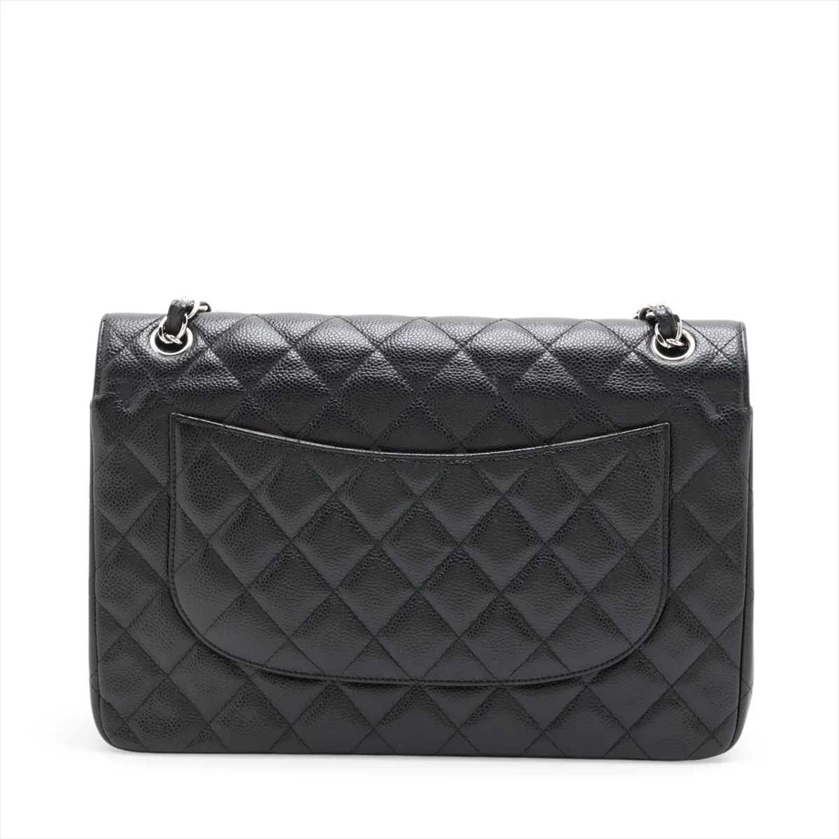 [Individually packaged] Chanel Large Matelassé 30 Caviar Skin Double Flap Double Chain Bag, Black with Silver Hardware, 19244498, Serial Number 19, A58600 — view 2