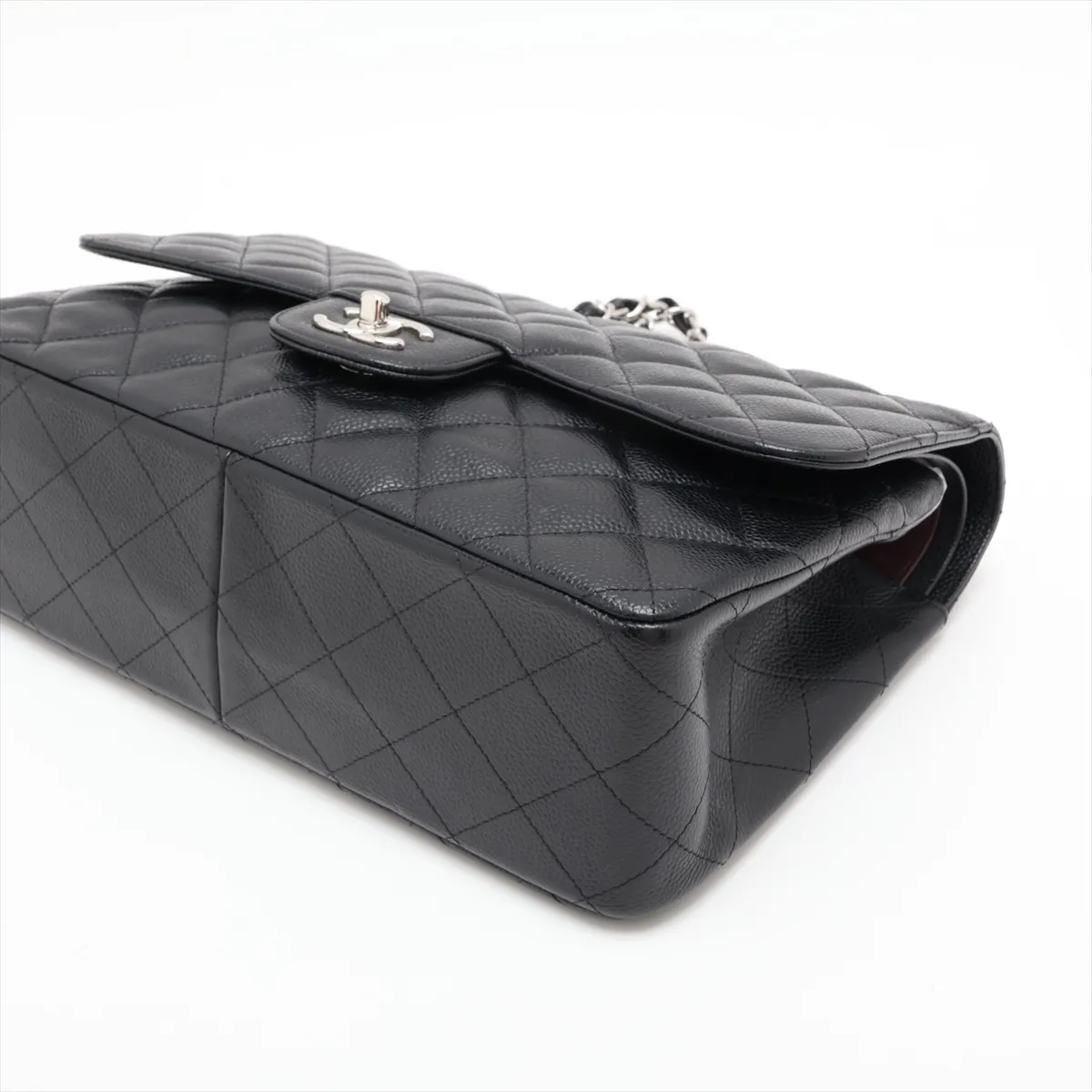 [Individually packaged] Chanel Large Matelassé 30 Caviar Skin Double Flap Double Chain Bag, Black with Silver Hardware, 19244498, Serial Number 19, A58600 — view 3