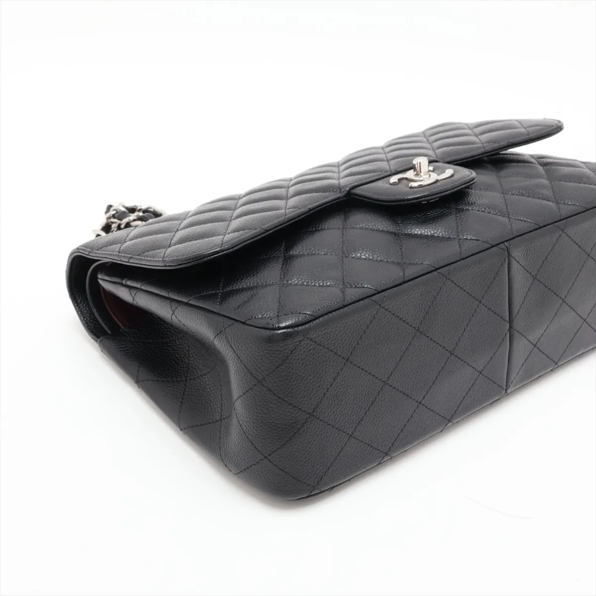 [Individually packaged] Chanel Large Matelassé 30 Caviar Skin Double Flap Double Chain Bag, Black with Silver Hardware, 19244498, Serial Number 19, A58600 — view 4