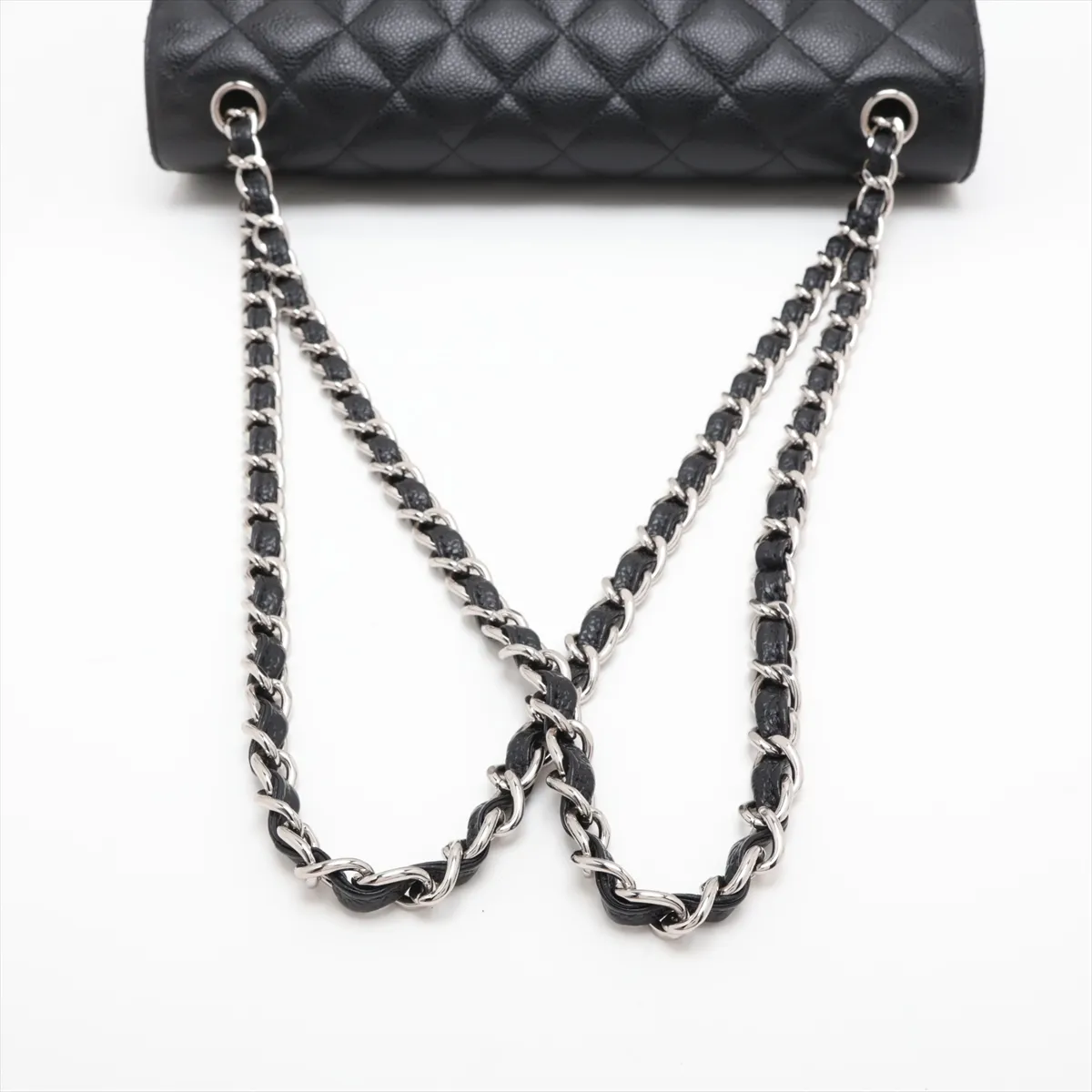 [Individually packaged] Chanel Large Matelassé 30 Caviar Skin Double Flap Double Chain Bag, Black with Silver Hardware, 19244498, Serial Number 19, A58600 — view 5