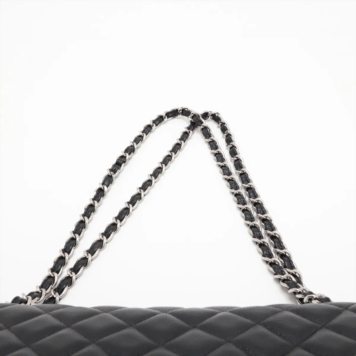 [Individually packaged] Chanel Large Matelassé 30 Caviar Skin Double Flap Double Chain Bag, Black with Silver Hardware, 19244498, Serial Number 19, A58600 — view 6