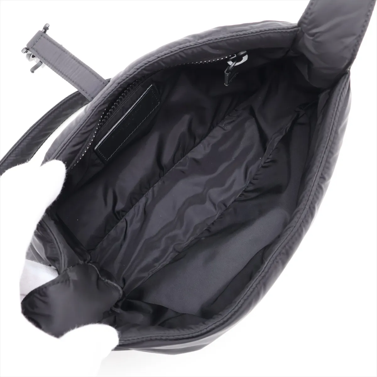 LE 5 A 7 Nylon x Leather Shoulder Bag, Black, 733294 — view 6