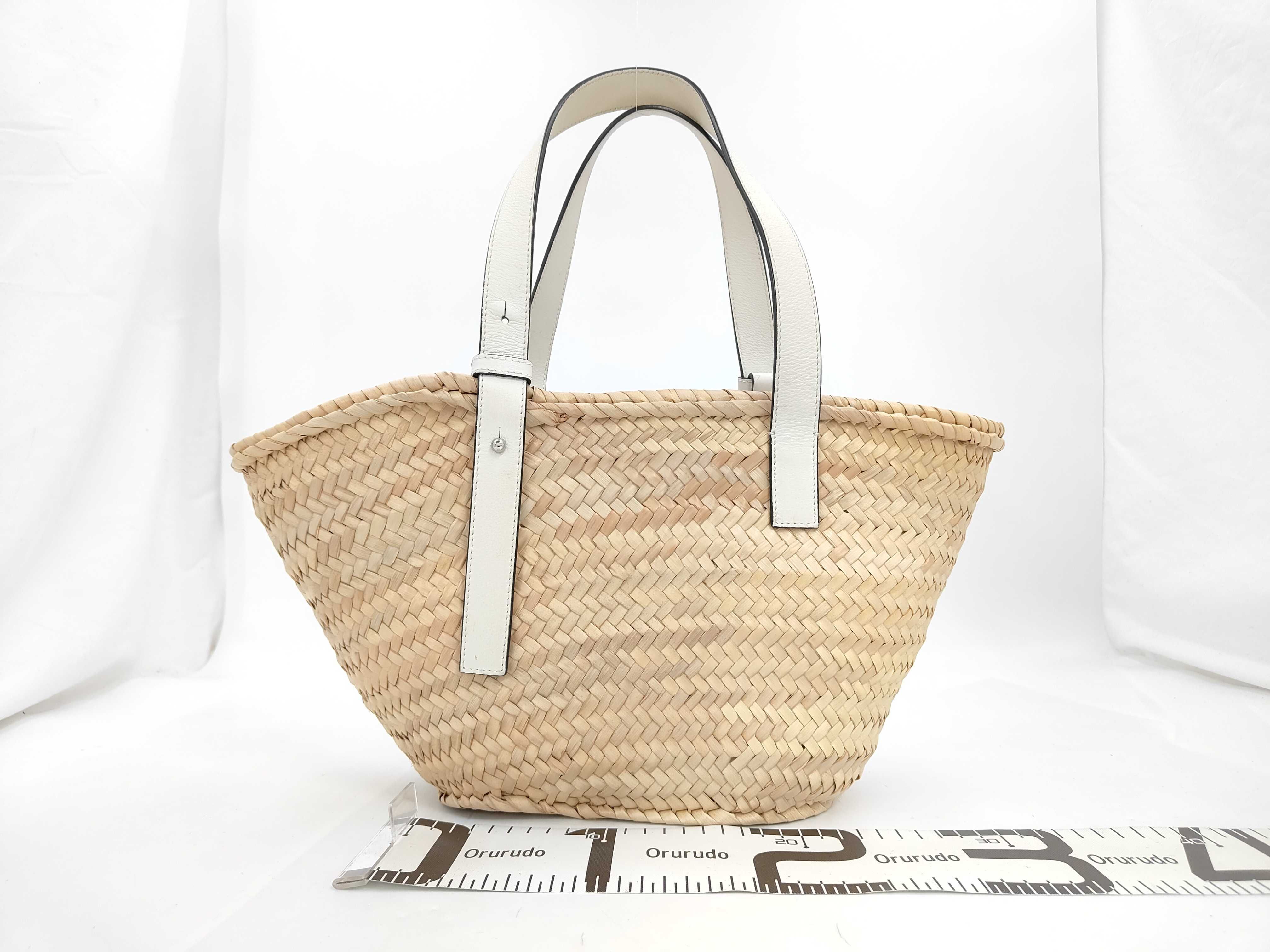 Basket Small Raffia x Leather Basket Tote Bag — view 2