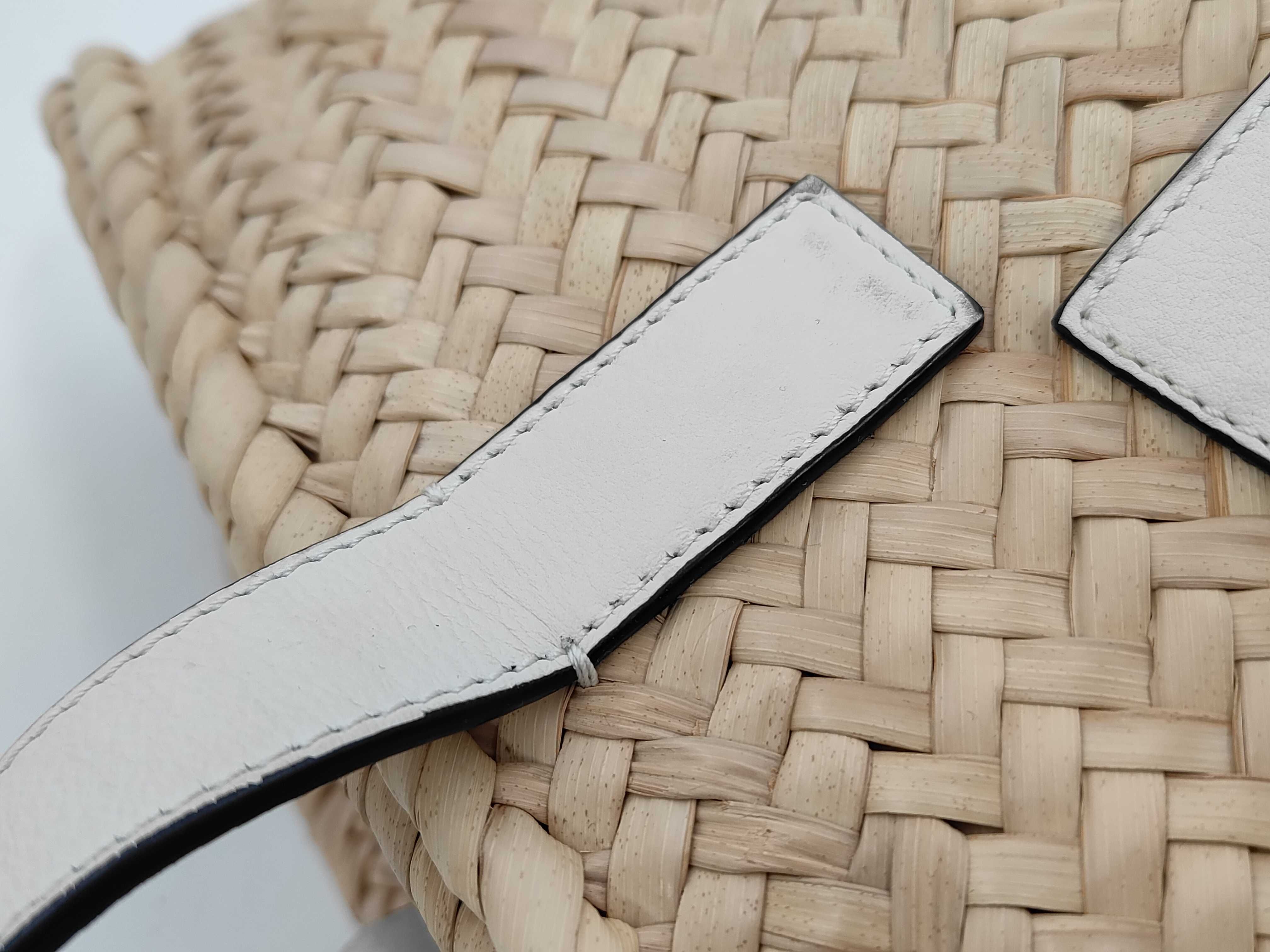 Basket Small Raffia x Leather Basket Tote Bag — view 5