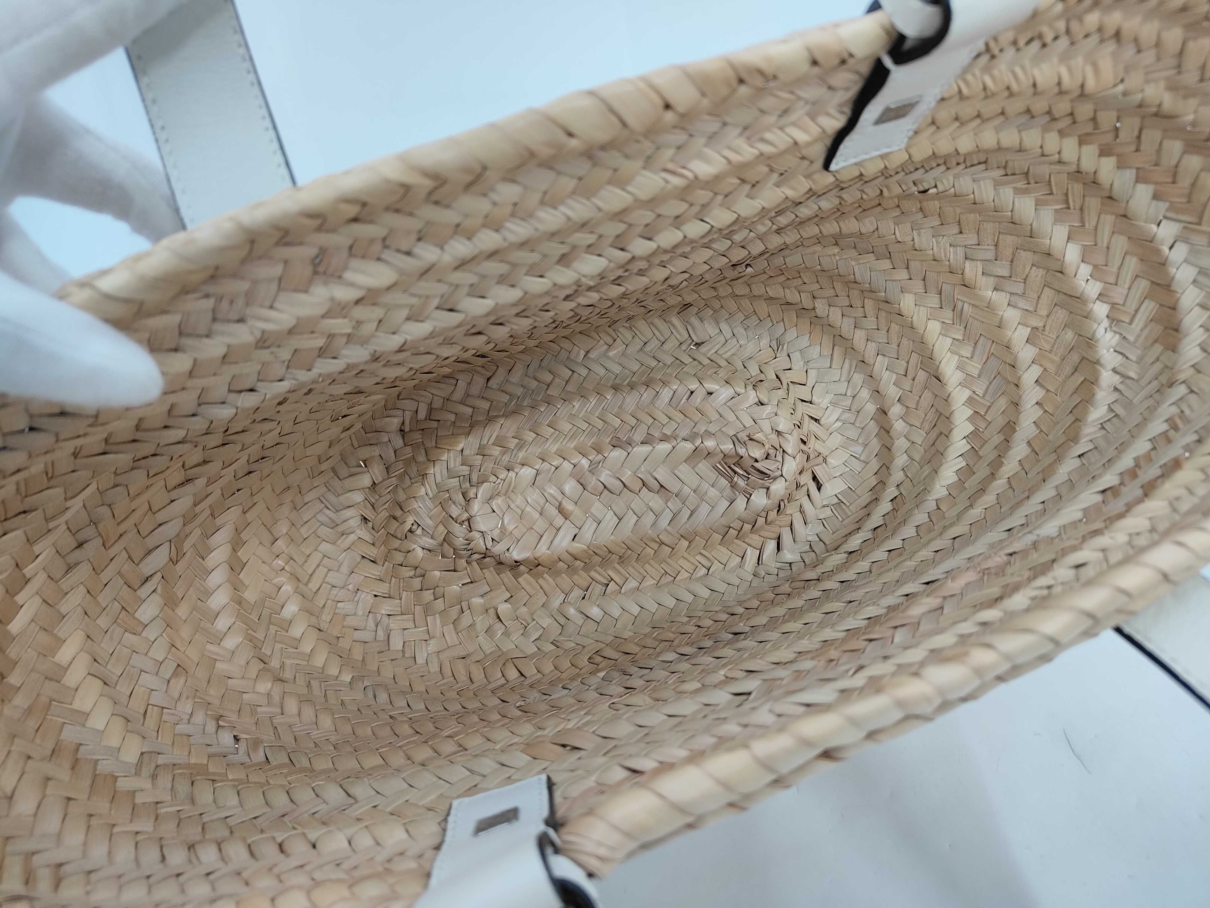Basket Small Raffia x Leather Basket Tote Bag — view 8