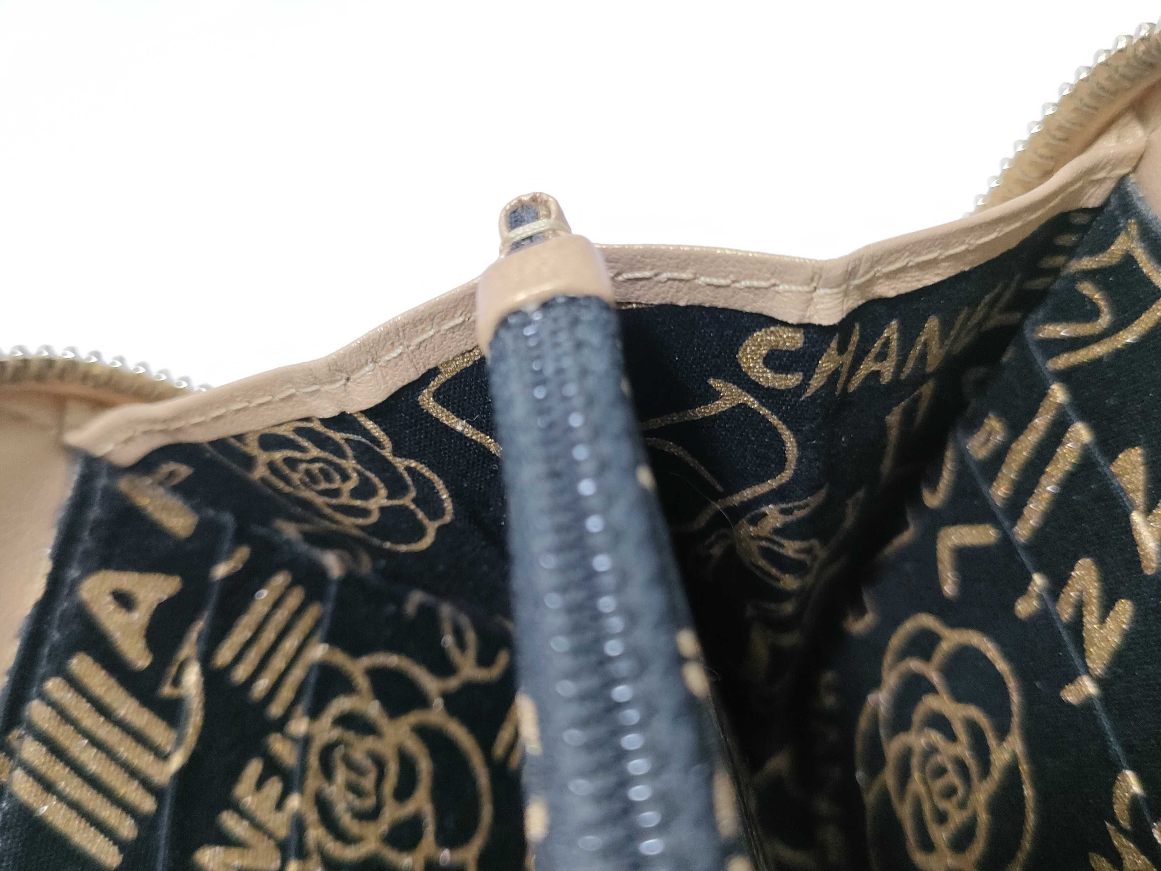 Lambskin Matelassé Long Wallet, Gold — view 9