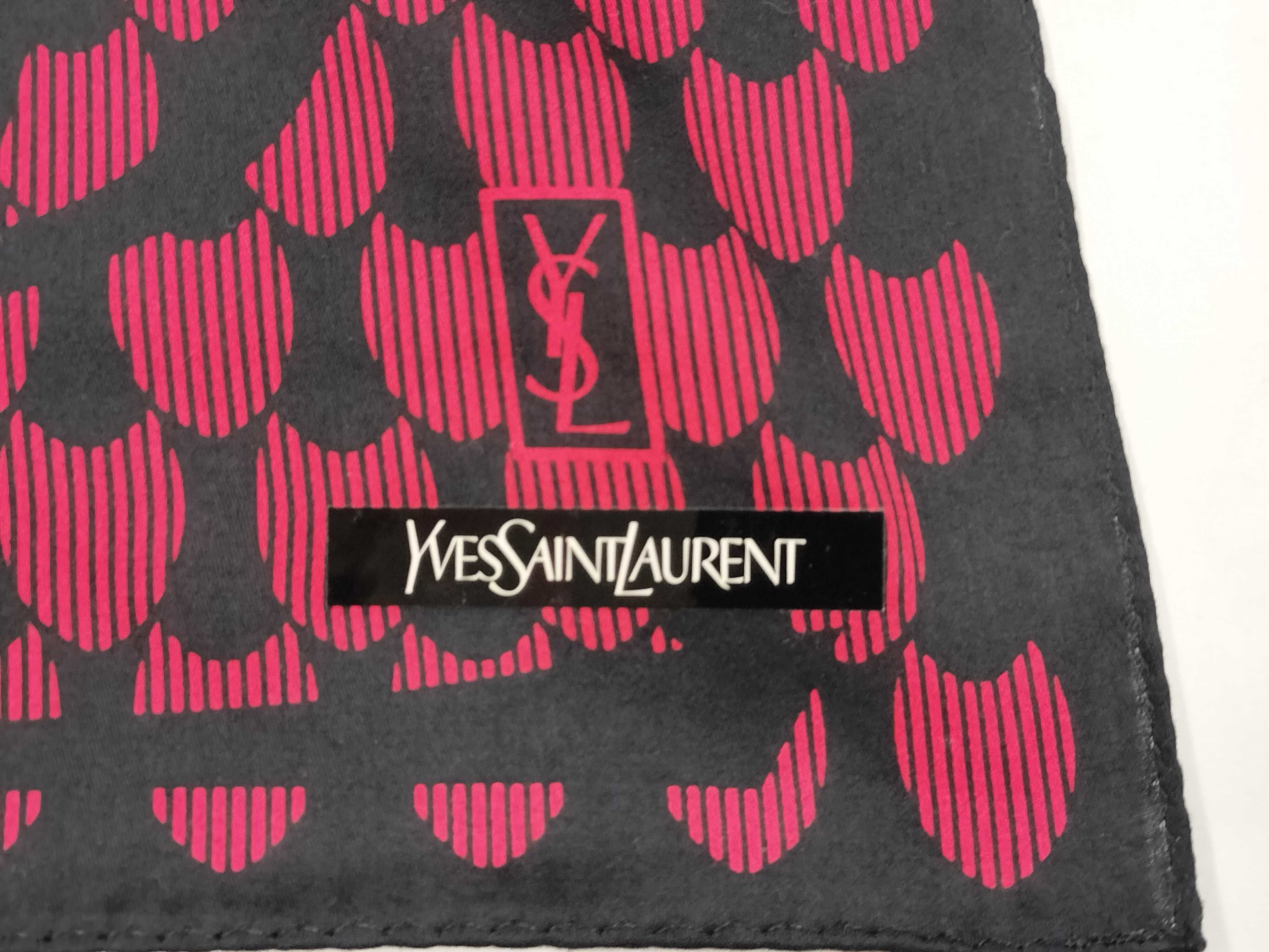 handkerchief scarf with sticker, YSL big logo, and other accessories. — view 3