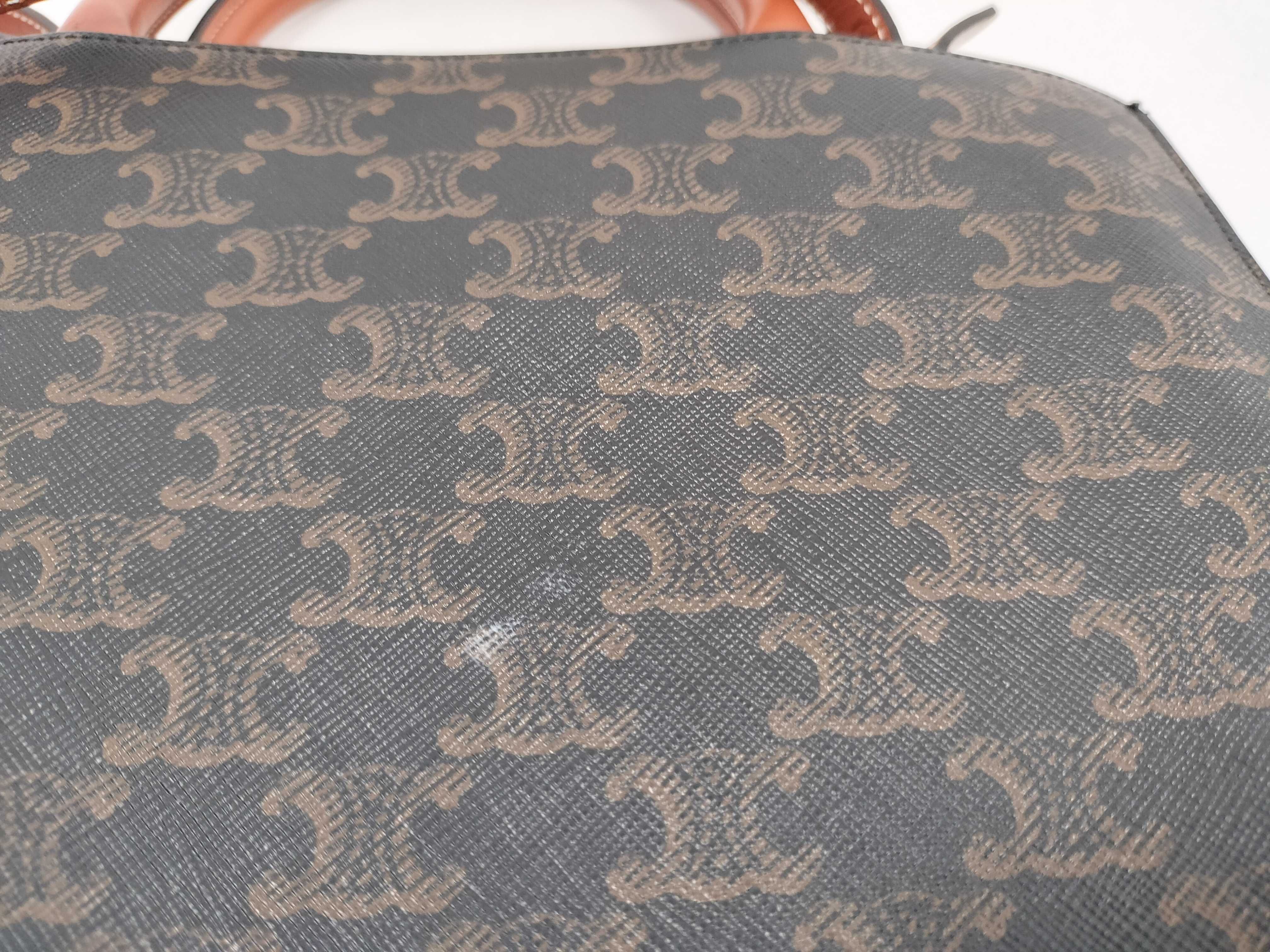 SG- Triomphe Vertical Cabas PVC & Leather 2-Way Tote Bag Brown — view 12
