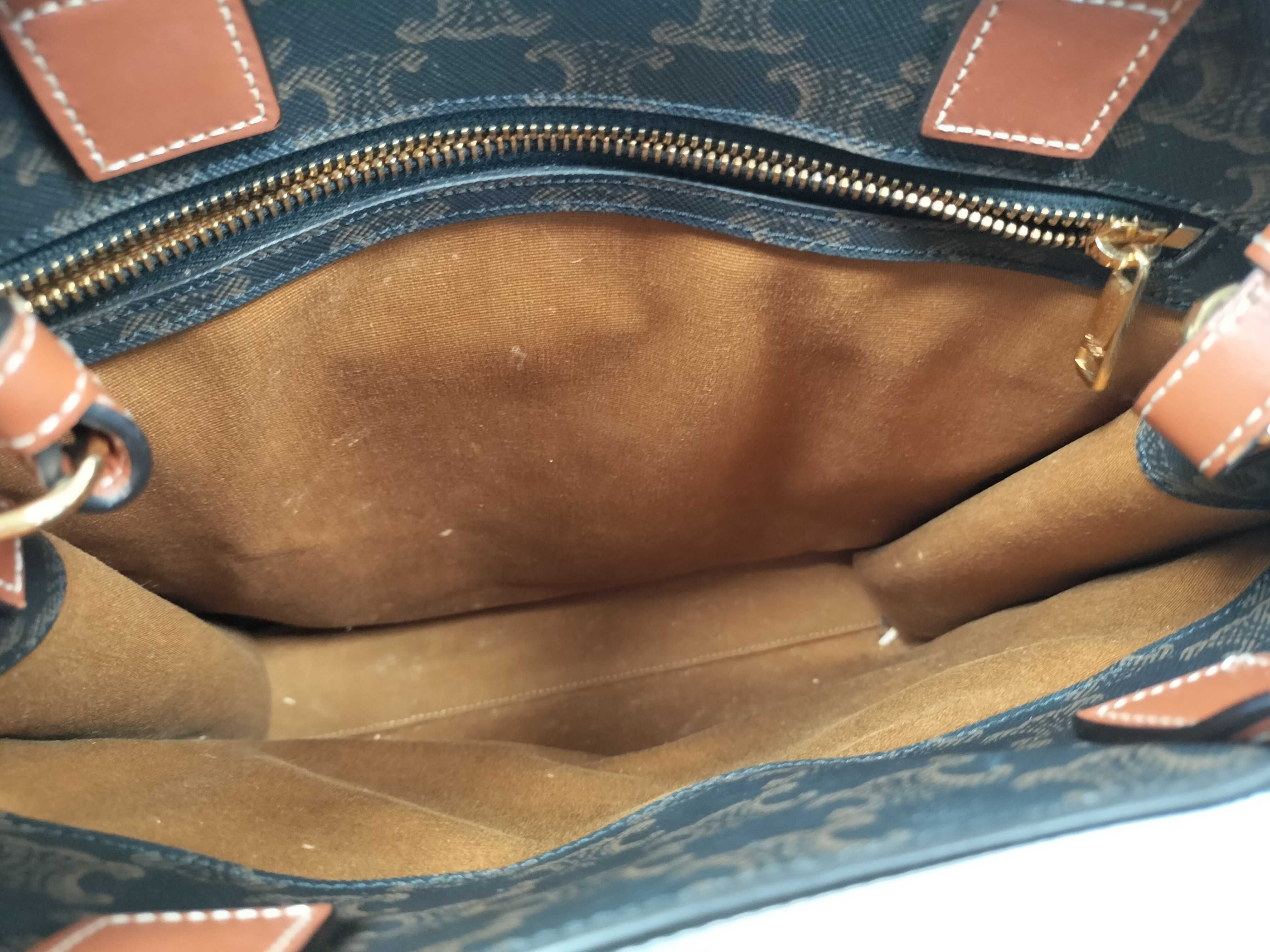 SG- Triomphe Vertical Cabas PVC & Leather 2-Way Tote Bag Brown — view 9