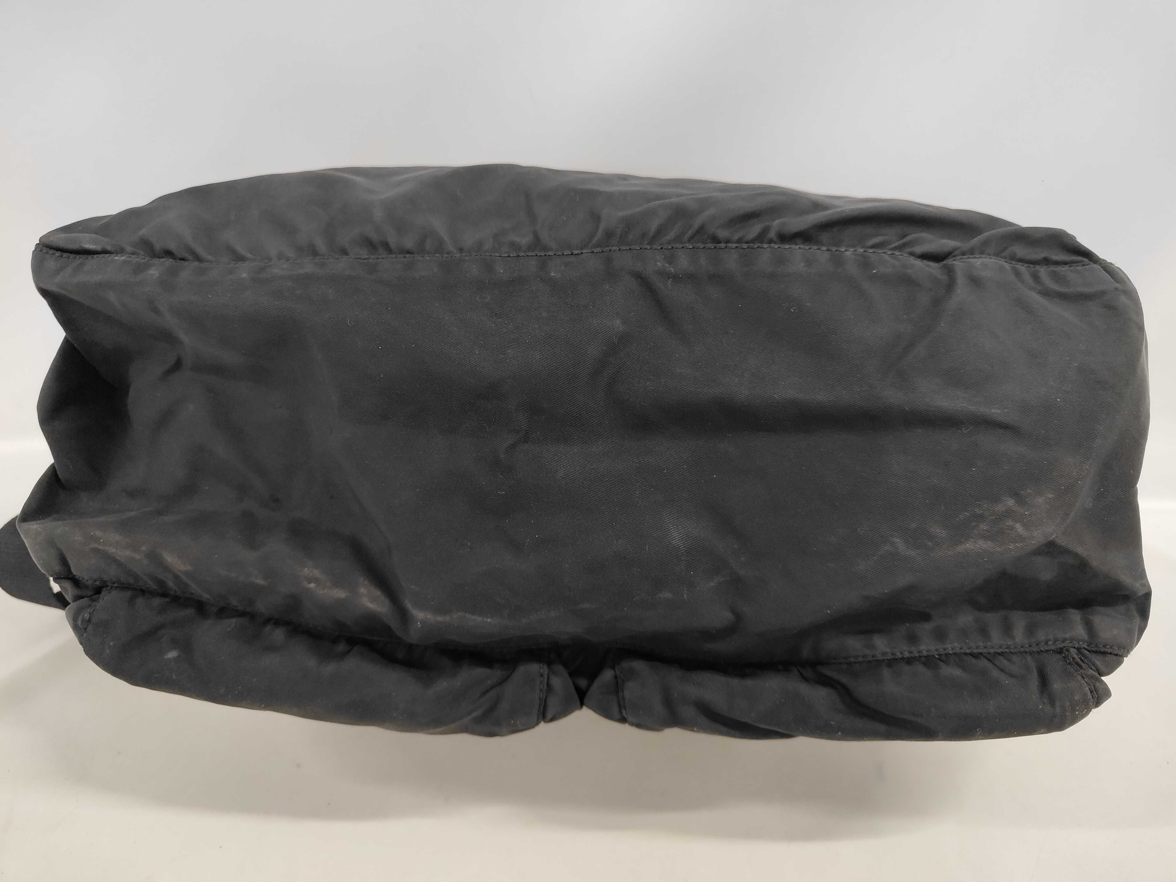 Nylon Shoulder Bag with Triangle Logo Plate and 2 Pockets — view 4