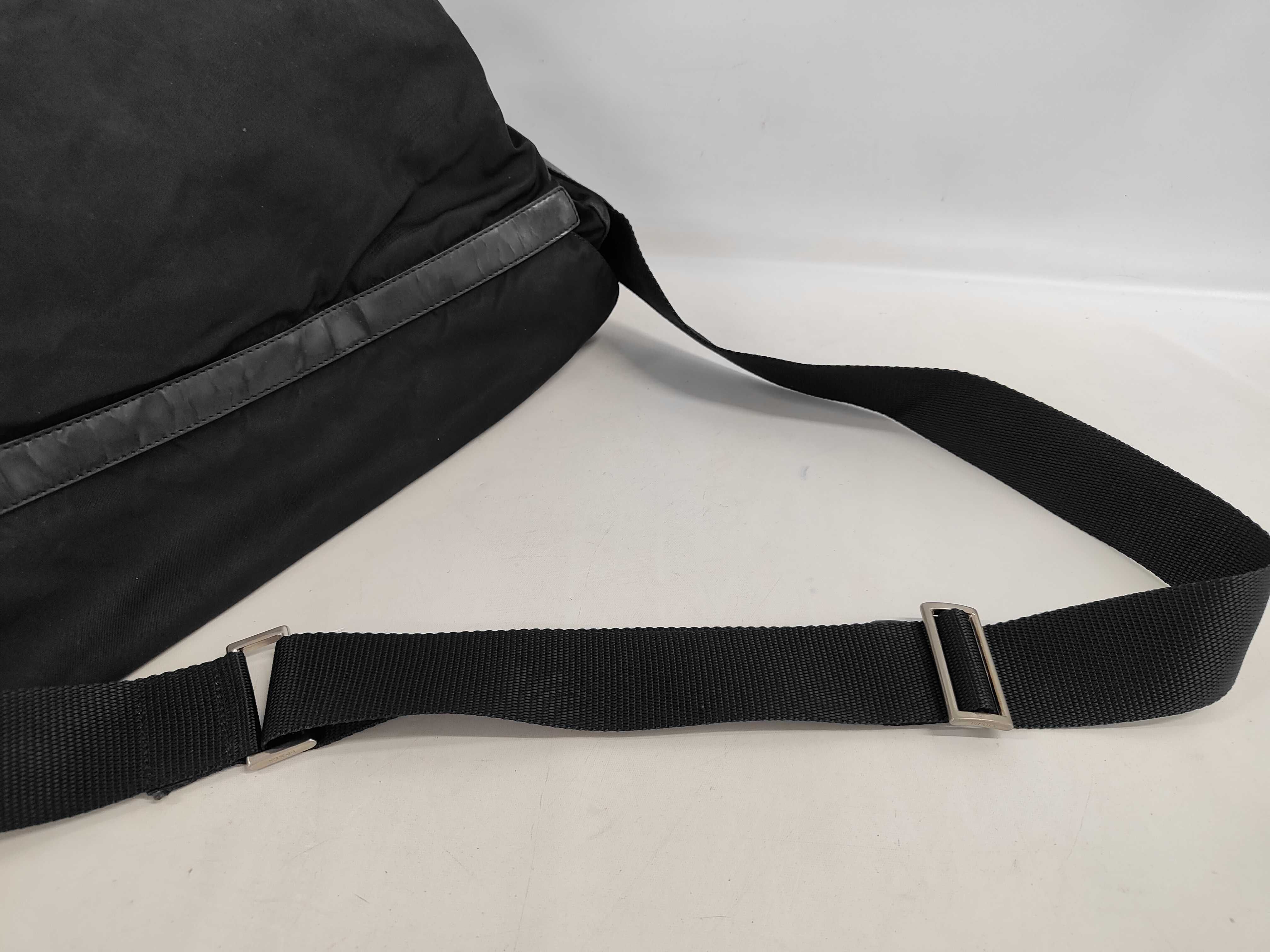 Nylon Shoulder Bag with Triangle Logo Plate and 2 Pockets — view 5