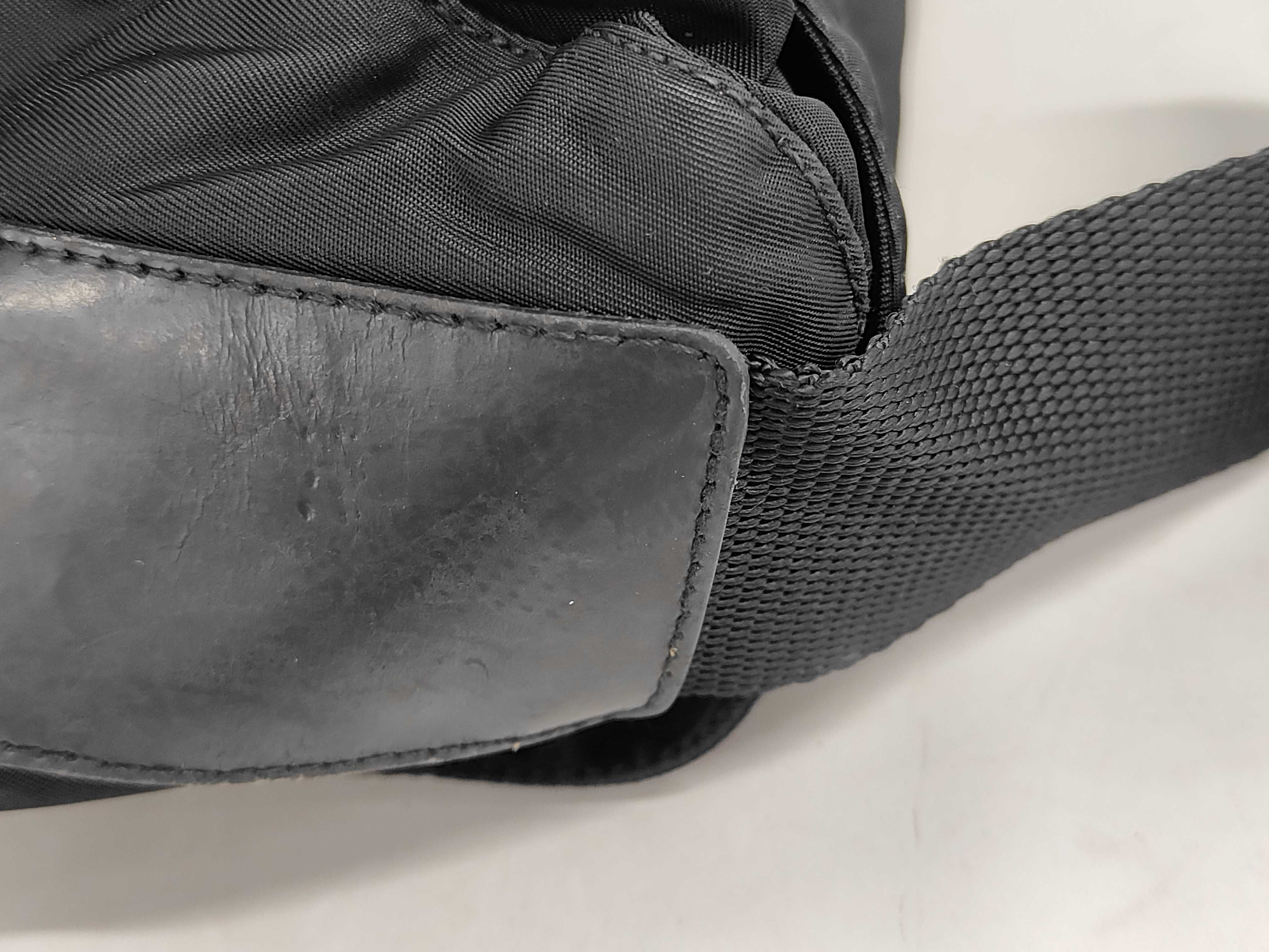 Nylon Shoulder Bag with Triangle Logo Plate and 2 Pockets — view 6