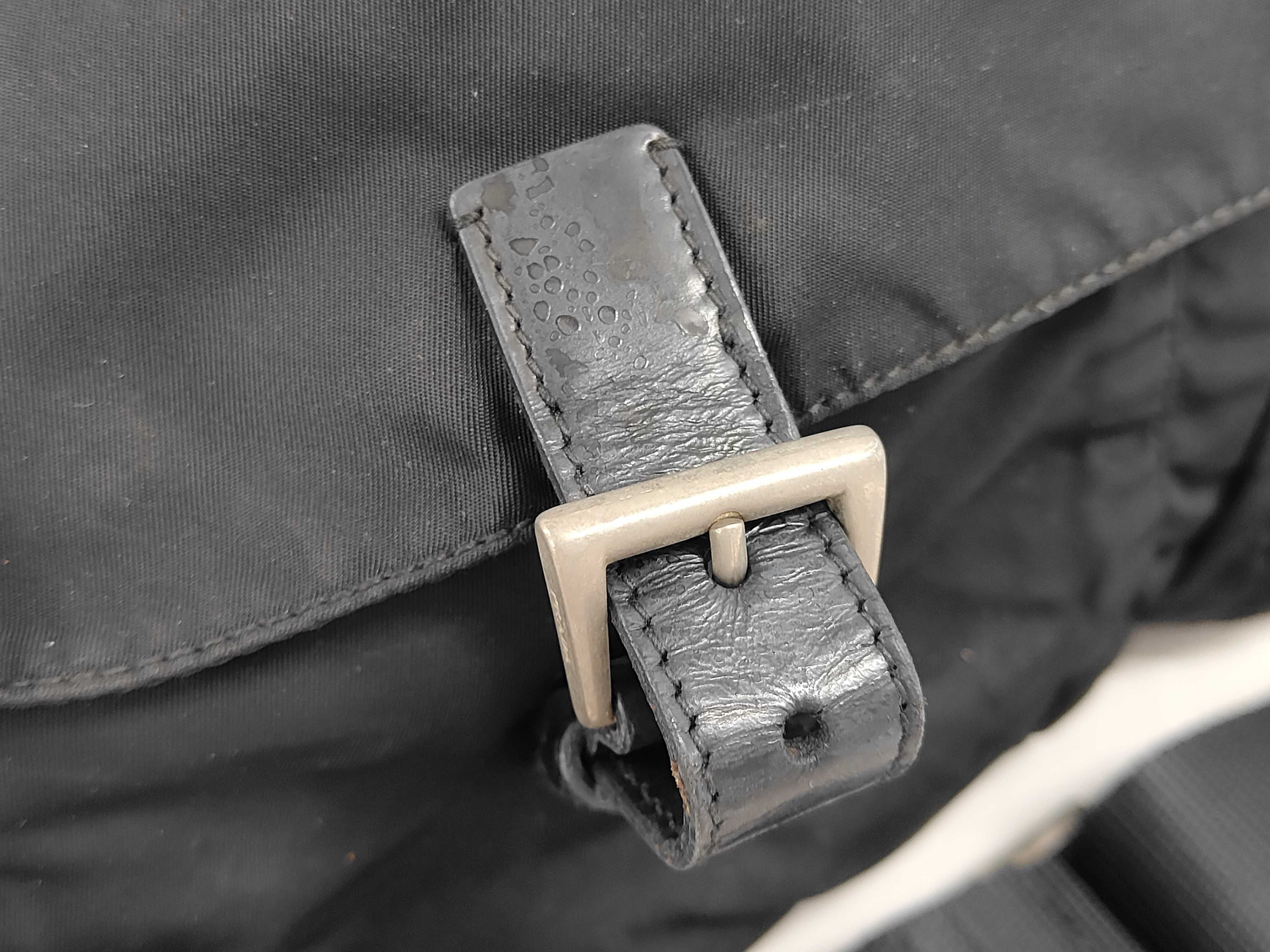 Nylon Shoulder Bag with Triangle Logo Plate and 2 Pockets — view 7