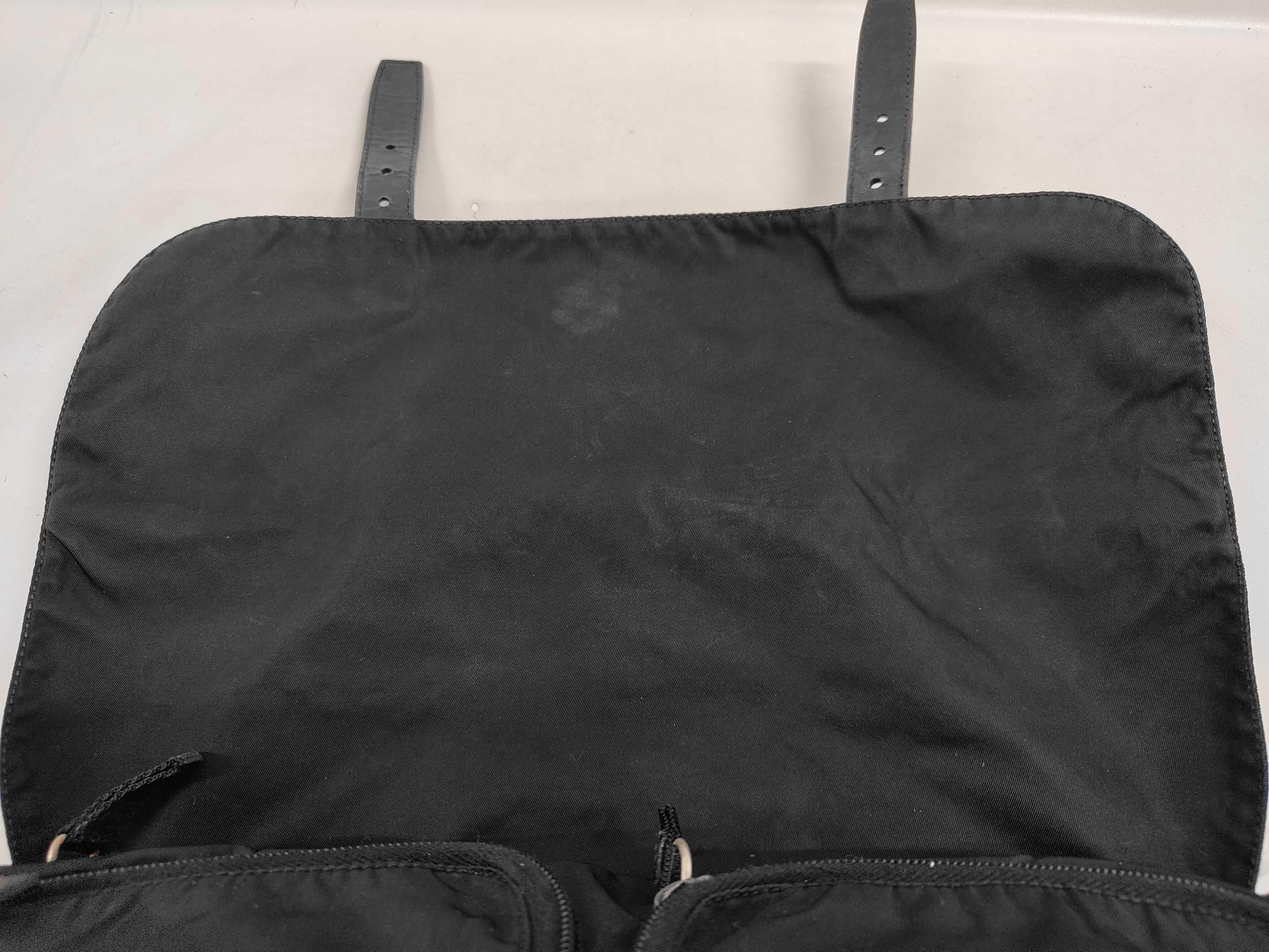 Nylon Shoulder Bag with Triangle Logo Plate and 2 Pockets — view 8