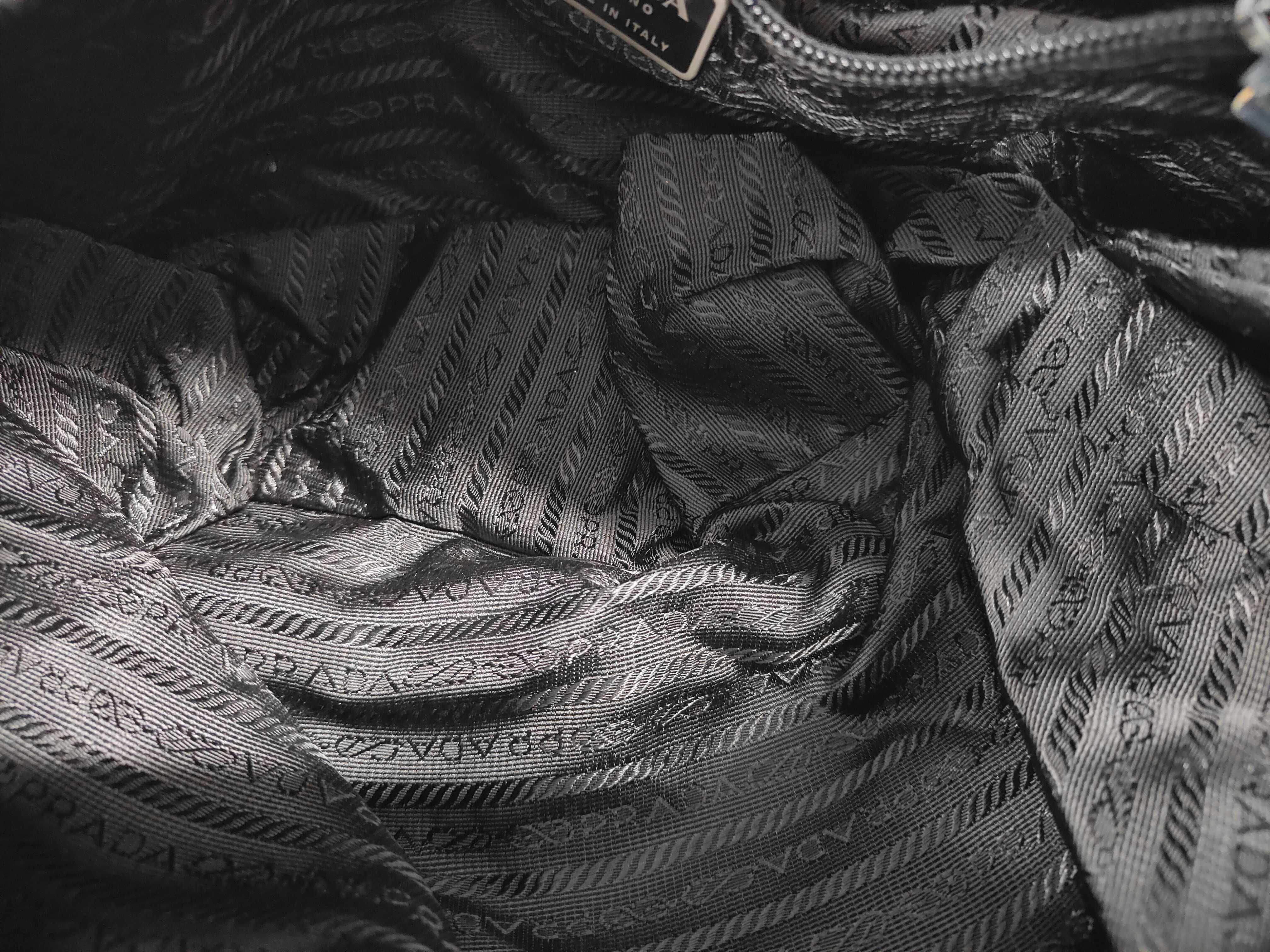 Nylon Shoulder Bag with Triangle Logo Plate and 2 Pockets — view 9
