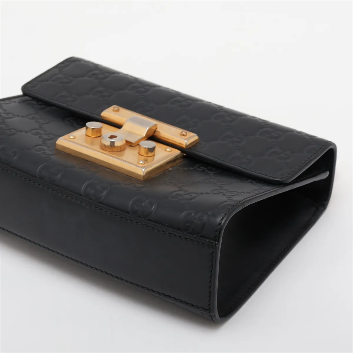Guccissima Padlock 409487 Leather Chain Shoulder Bag Black — view 3