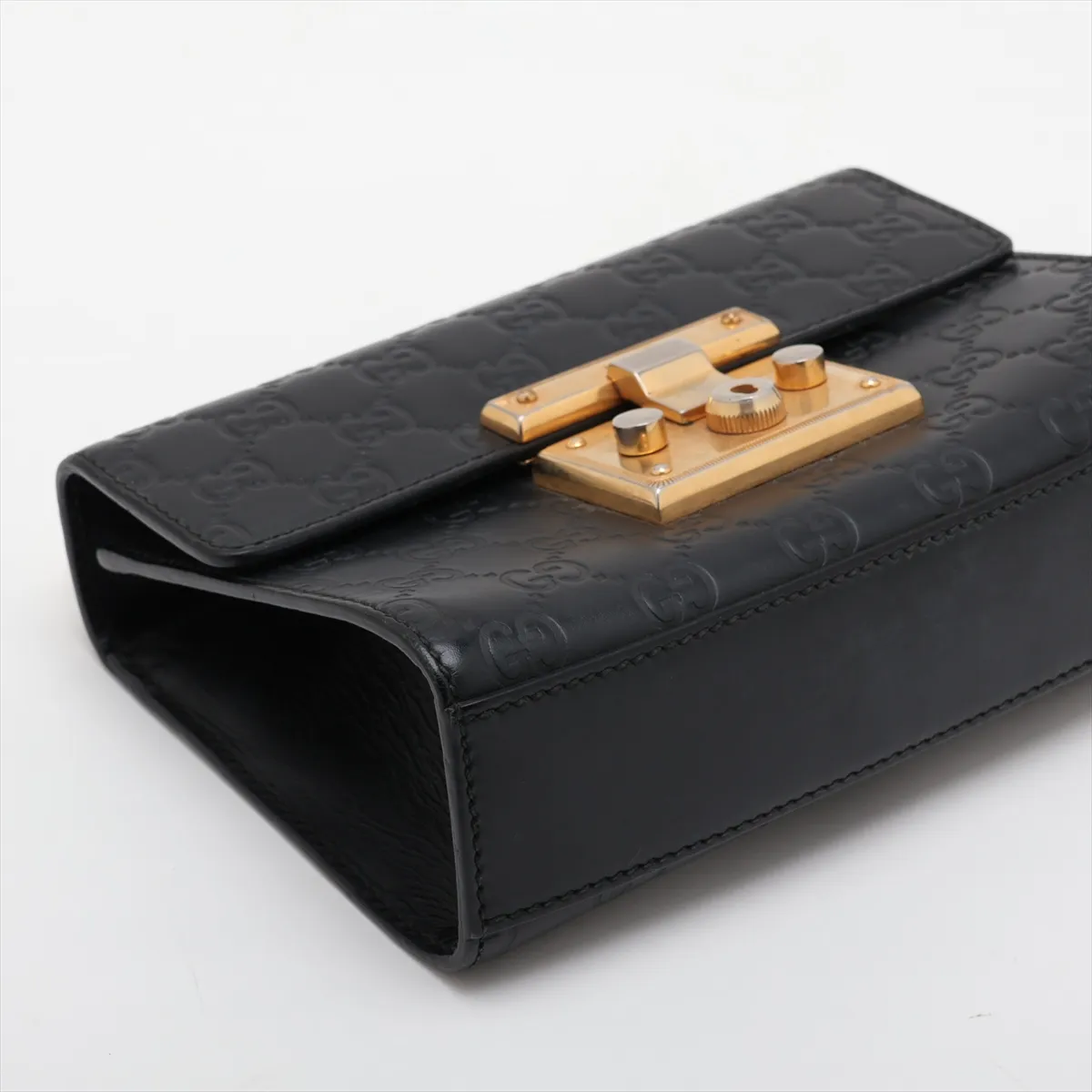 Guccissima Padlock 409487 Leather Chain Shoulder Bag Black — view 4
