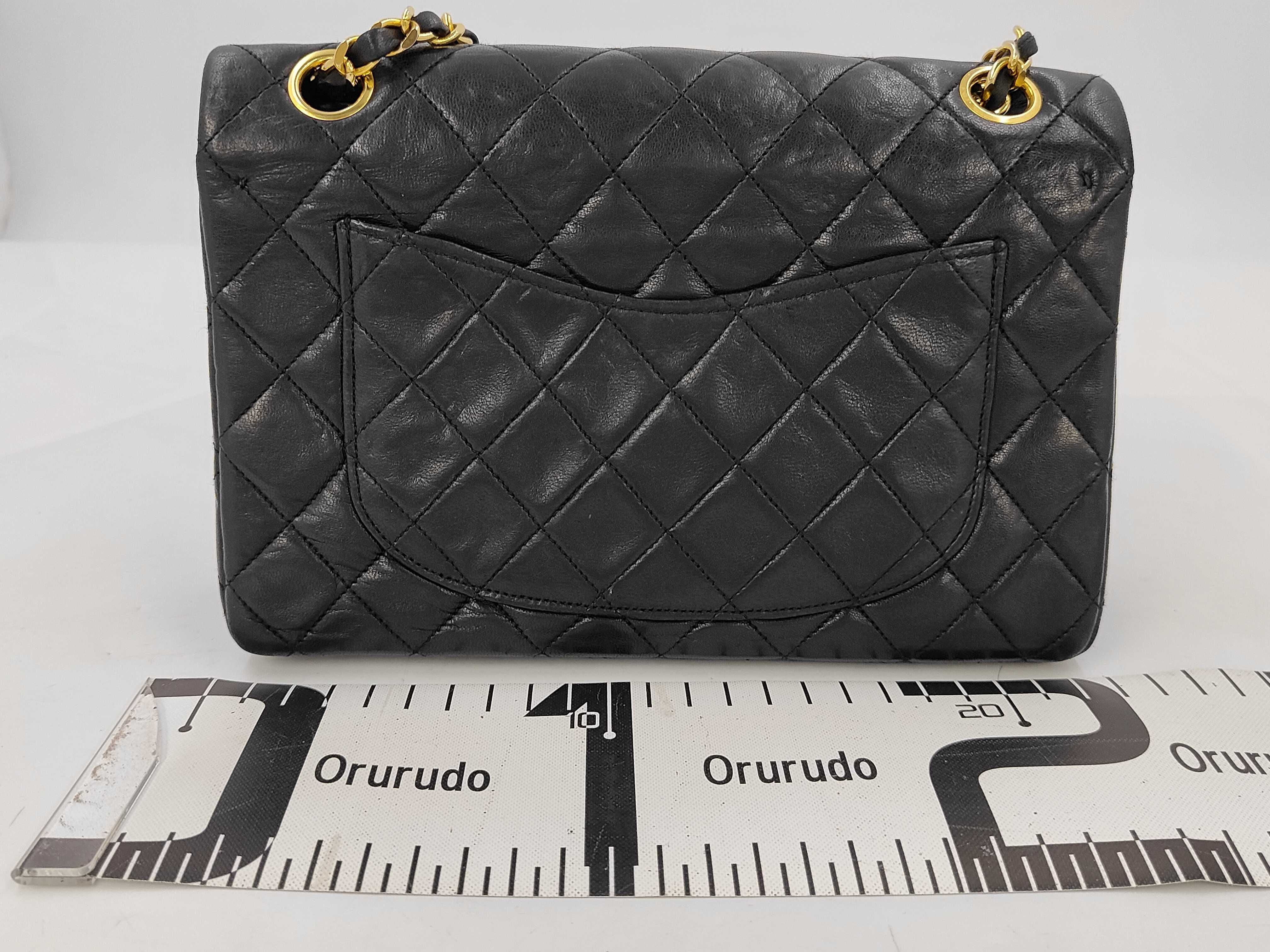 Matelassé Lambskin Double Flap Chain Shoulder Bag, Black Shoulder Bag — view 2
