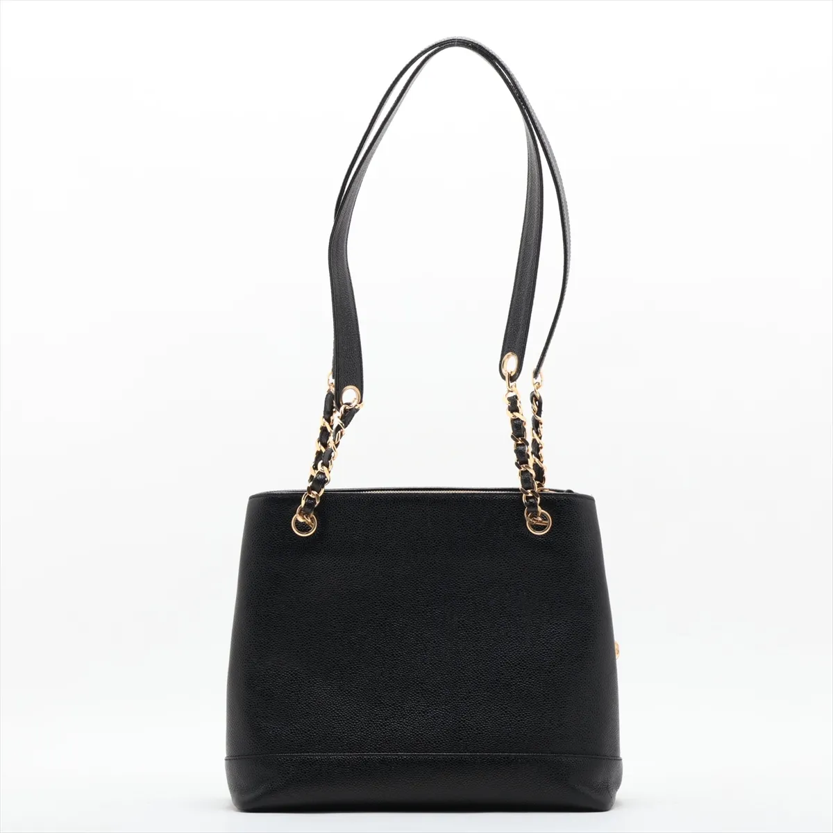 Coco Mark Caviar Skin Chain Shoulder Bag, Coco Ball, Black with Gold Hardware — view 2