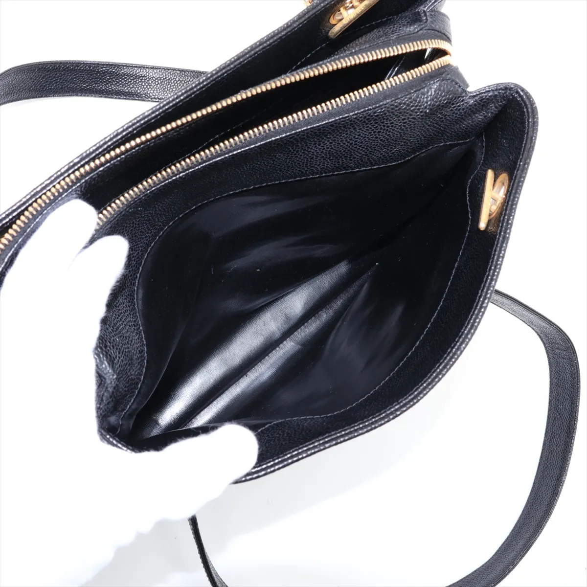 Coco Mark Caviar Skin Chain Shoulder Bag, Coco Ball, Black with Gold Hardware — view 11