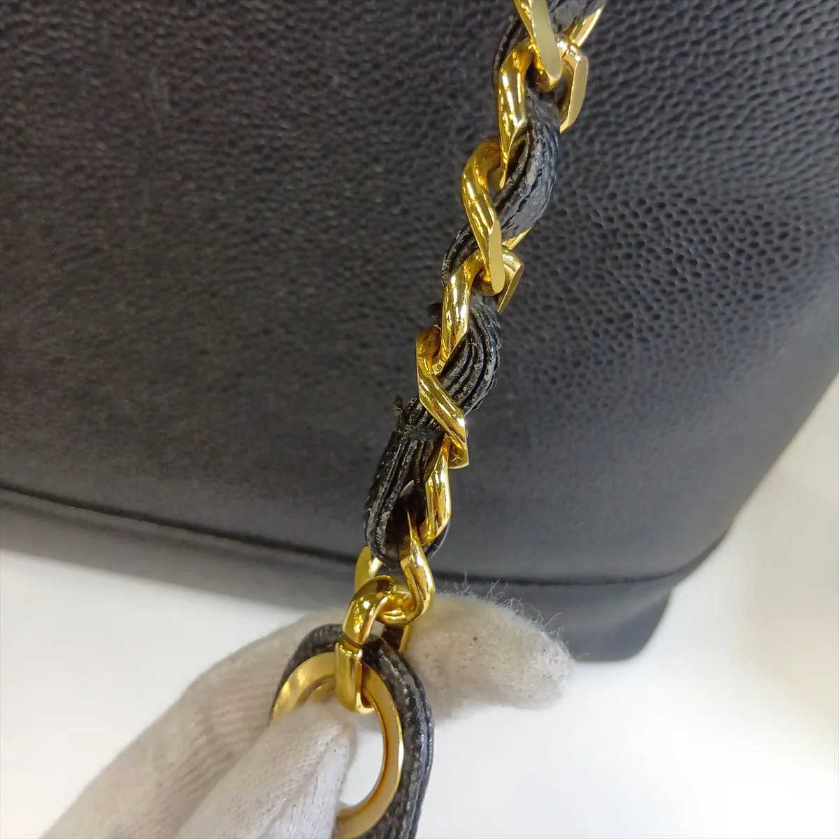 Coco Mark Caviar Skin Chain Shoulder Bag, Coco Ball, Black with Gold Hardware — view 14