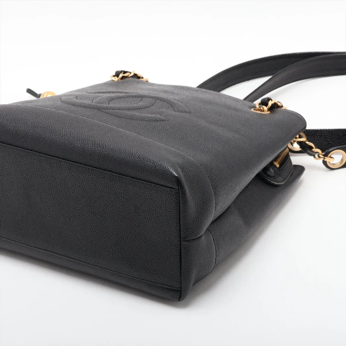 Coco Mark Caviar Skin Chain Shoulder Bag, Coco Ball, Black with Gold Hardware — view 3