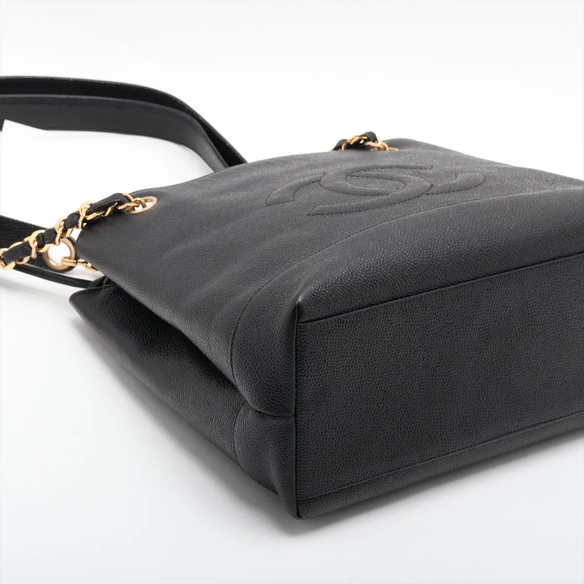 Coco Mark Caviar Skin Chain Shoulder Bag, Coco Ball, Black with Gold Hardware — view 4