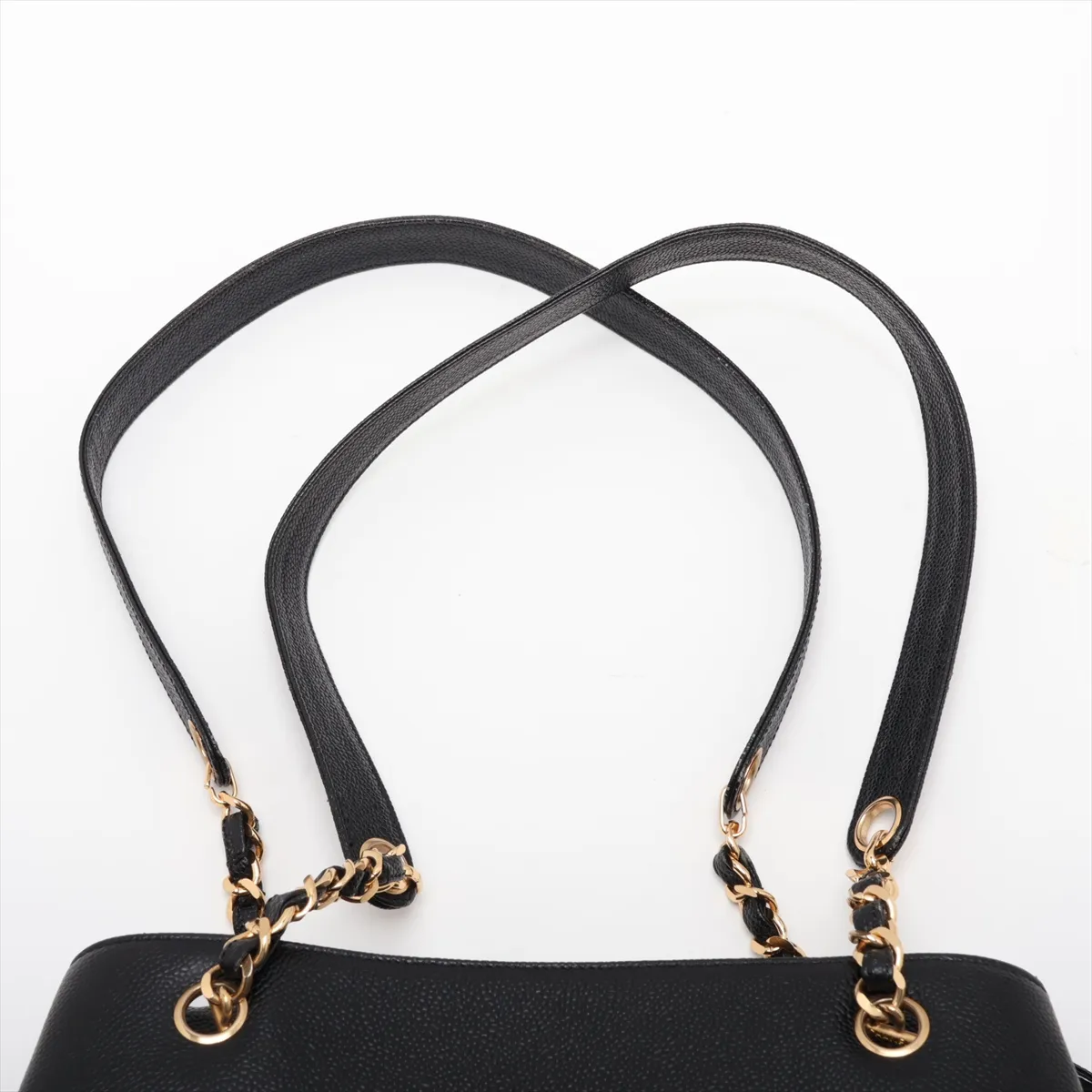 Coco Mark Caviar Skin Chain Shoulder Bag, Coco Ball, Black with Gold Hardware — view 6